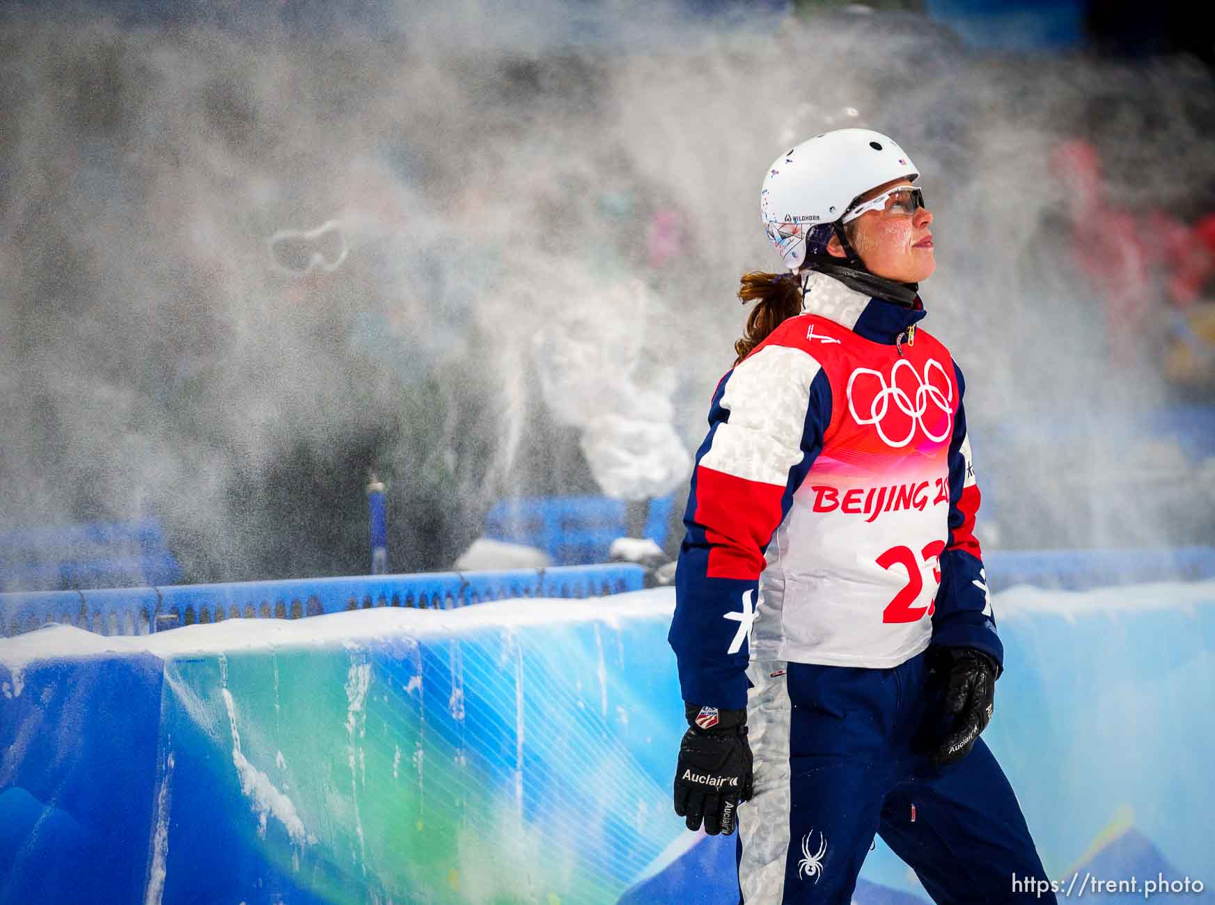 (Trent Nelson  |  The Salt Lake Tribune) 
Ashley Caldwell competes in women's aerials at the 2022 Beijing Winter Olympics in Zhangjiakou on Monday, Feb. 14, 2022.