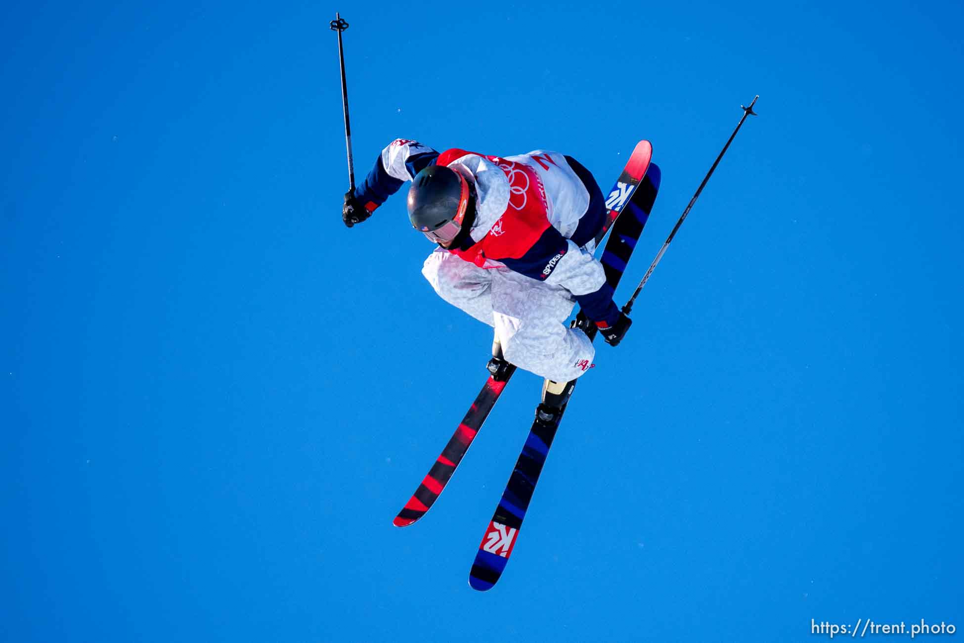 (Trent Nelson  |  The Salt Lake Tribune) Colby Stevenson  competes in freeski slopestyle finals at the 2022 Beijing Winter Olympics in Zhangjiakou on Wednesday, Feb. 16, 2022.