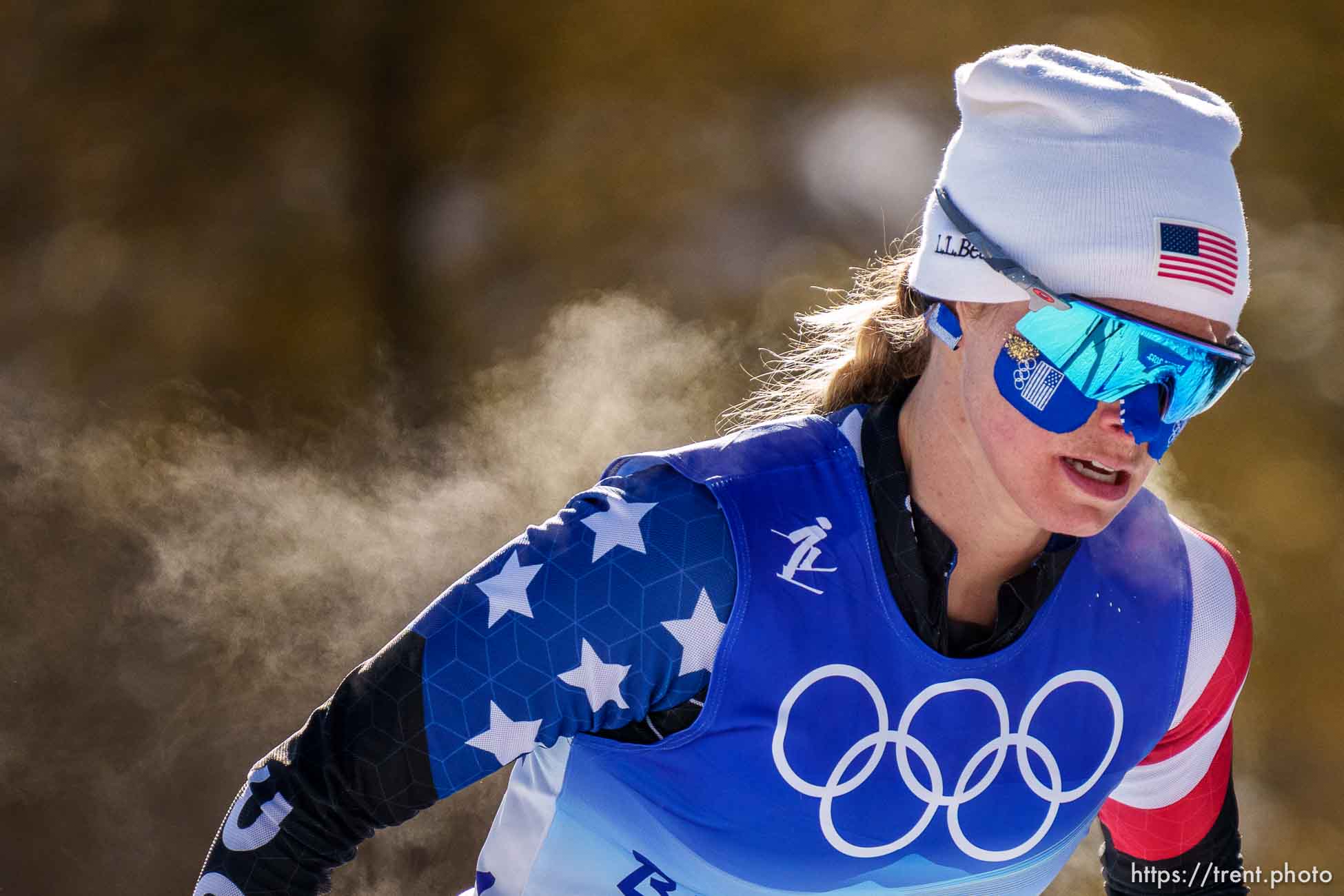 (Trent Nelson  |  The Salt Lake Tribune) Jessie Diggins (USA) in the women's team sprint classic, cross-country skiing at the 2022 Beijing Winter Olympics in Zhangjiakou on Wednesday, Feb. 16, 2022.