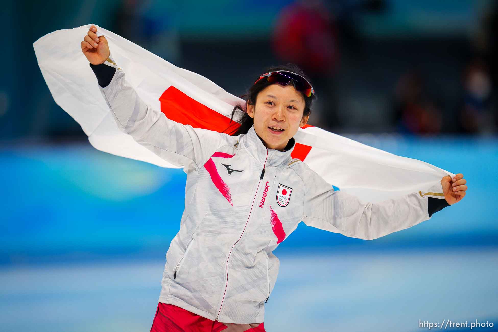 (Trent Nelson  |  The Salt Lake Tribune) Gold medalist Miho Takagi (Japan) in the women's 1000m, speed skating at the 2022 Winter Olympics in Beijing on Thursday, Feb. 17, 2022.