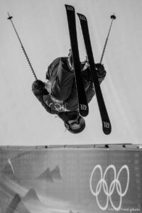 (Trent Nelson  |  The Salt Lake Tribune) Cassie Sharpe (Canada) in the women's halfpipe final at the 2022 Beijing Winter Olympics on Friday, Feb. 18, 2022.