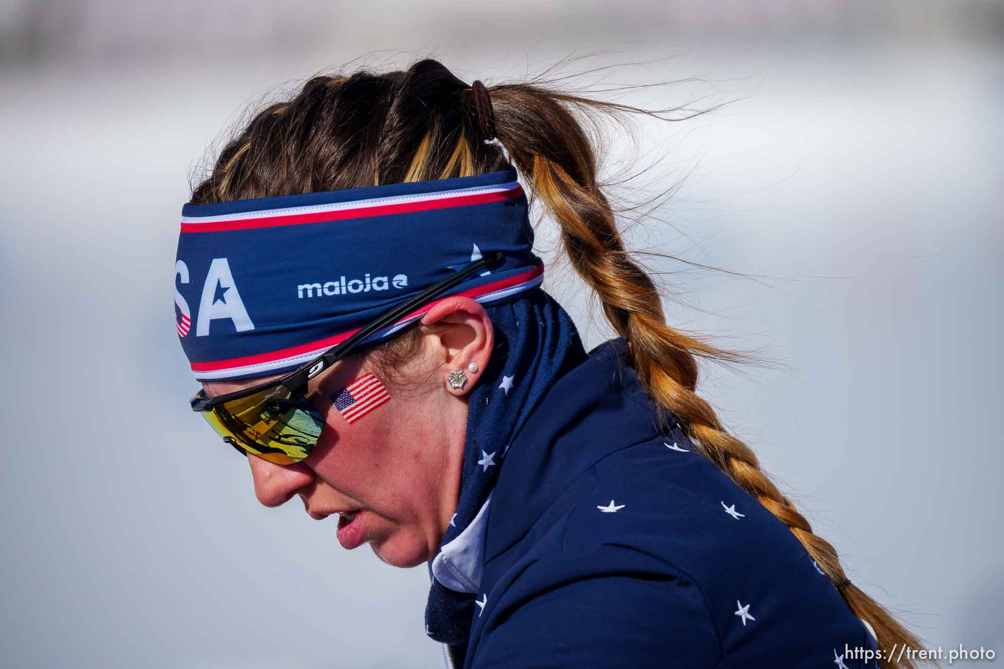 (Trent Nelson  |  The Salt Lake Tribune) Deedra Irwin (USA) in the women's 12.5km mass start, biathlon at the 2022 Beijing Winter Olympics on Friday, Feb. 18, 2022.