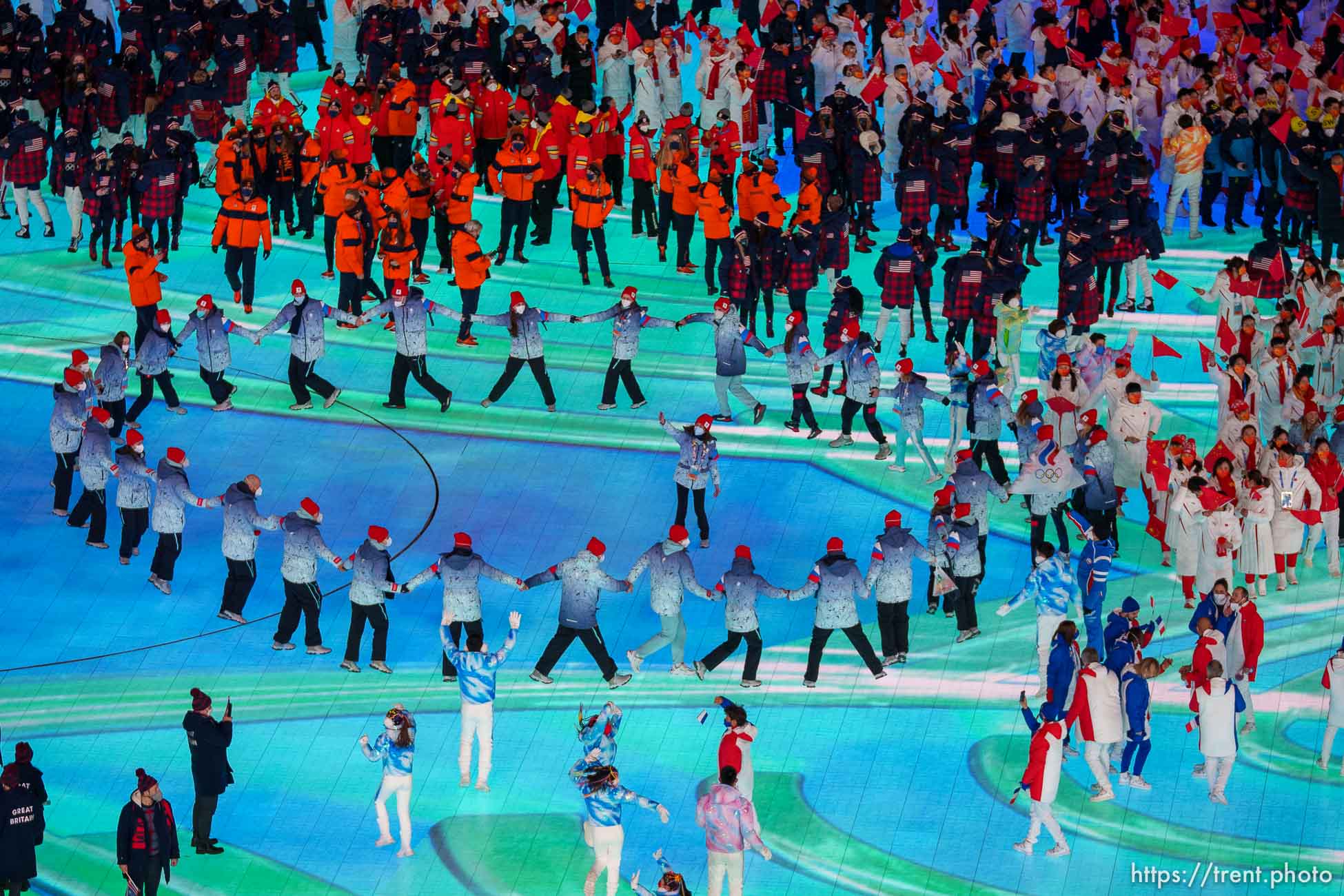 (Trent Nelson  |  The Salt Lake Tribune) Athletes at the closing ceremony of the 2022 Winter Olympics in Beijing on Sunday, Feb. 20, 2022.