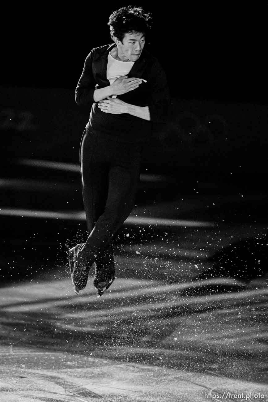 (Trent Nelson  |  The Salt Lake Tribune) Nathan Chen (USA) in the figure skating exhibition gala at the 2022 Winter Olympics in Beijing on Sunday, Feb. 20, 2022.