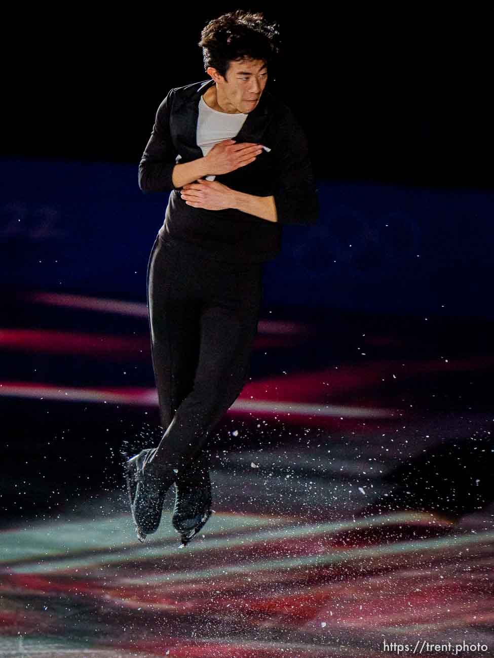 (Trent Nelson  |  The Salt Lake Tribune) Nathan Chen (USA) in the figure skating exhibition gala at the 2022 Winter Olympics in Beijing on Sunday, Feb. 20, 2022.