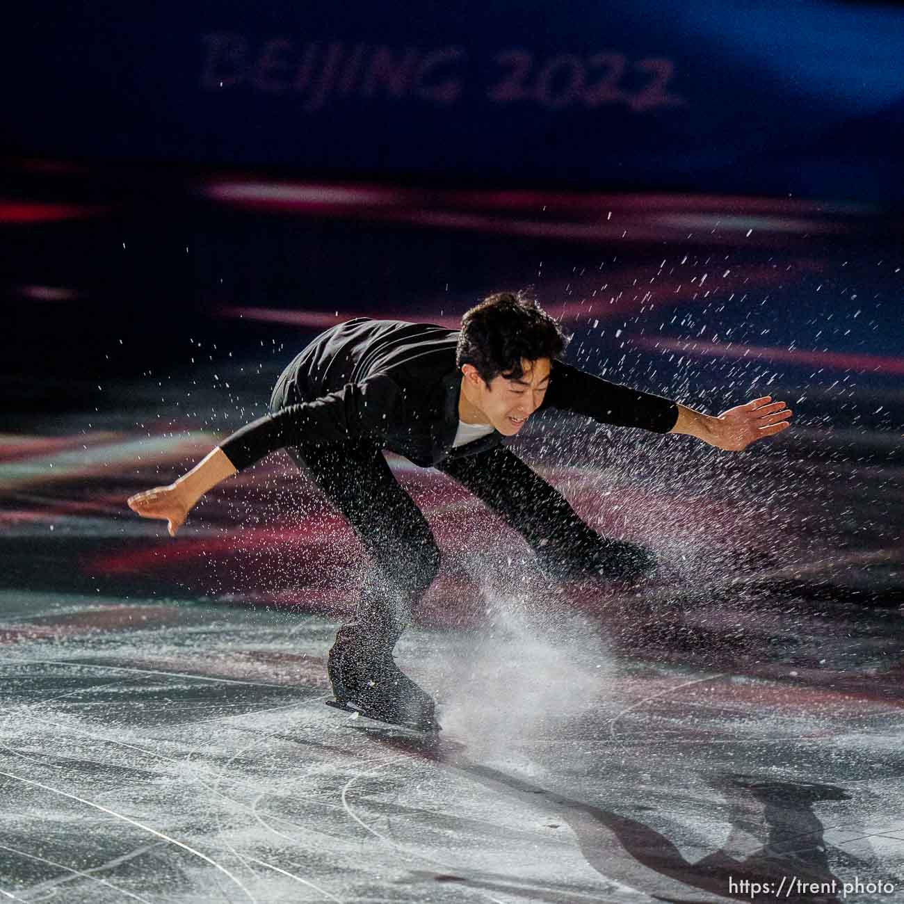 (Trent Nelson  |  The Salt Lake Tribune) Nathan Chen (USA) in the figure skating exhibition gala at the 2022 Winter Olympics in Beijing on Sunday, Feb. 20, 2022.