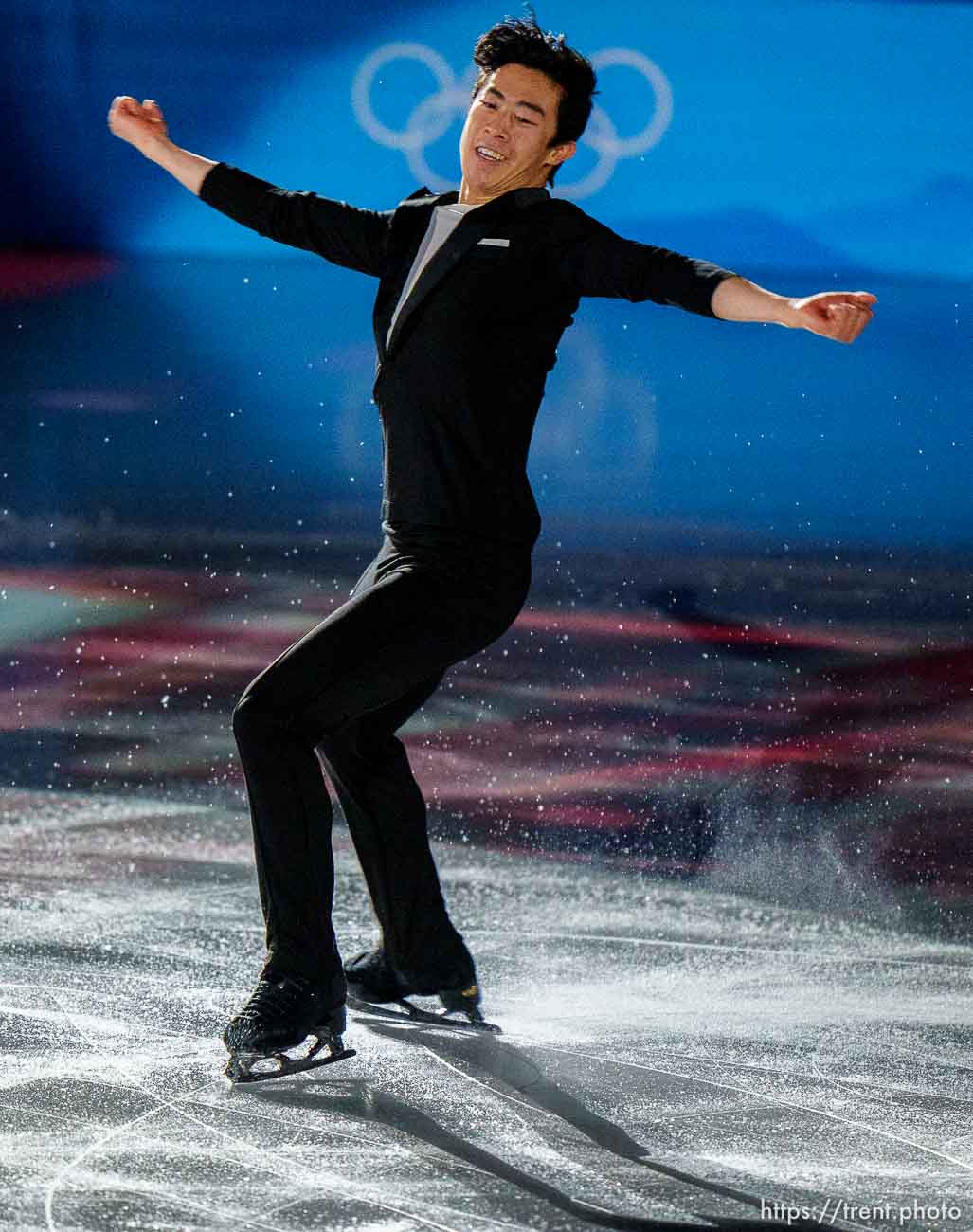 (Trent Nelson  |  The Salt Lake Tribune) Nathan Chen (USA) in the figure skating exhibition gala at the 2022 Winter Olympics in Beijing on Sunday, Feb. 20, 2022.