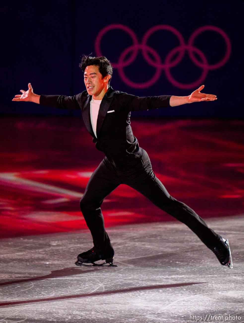 (Trent Nelson  |  The Salt Lake Tribune) Nathan Chen (USA) in the figure skating exhibition gala at the 2022 Winter Olympics in Beijing on Sunday, Feb. 20, 2022.