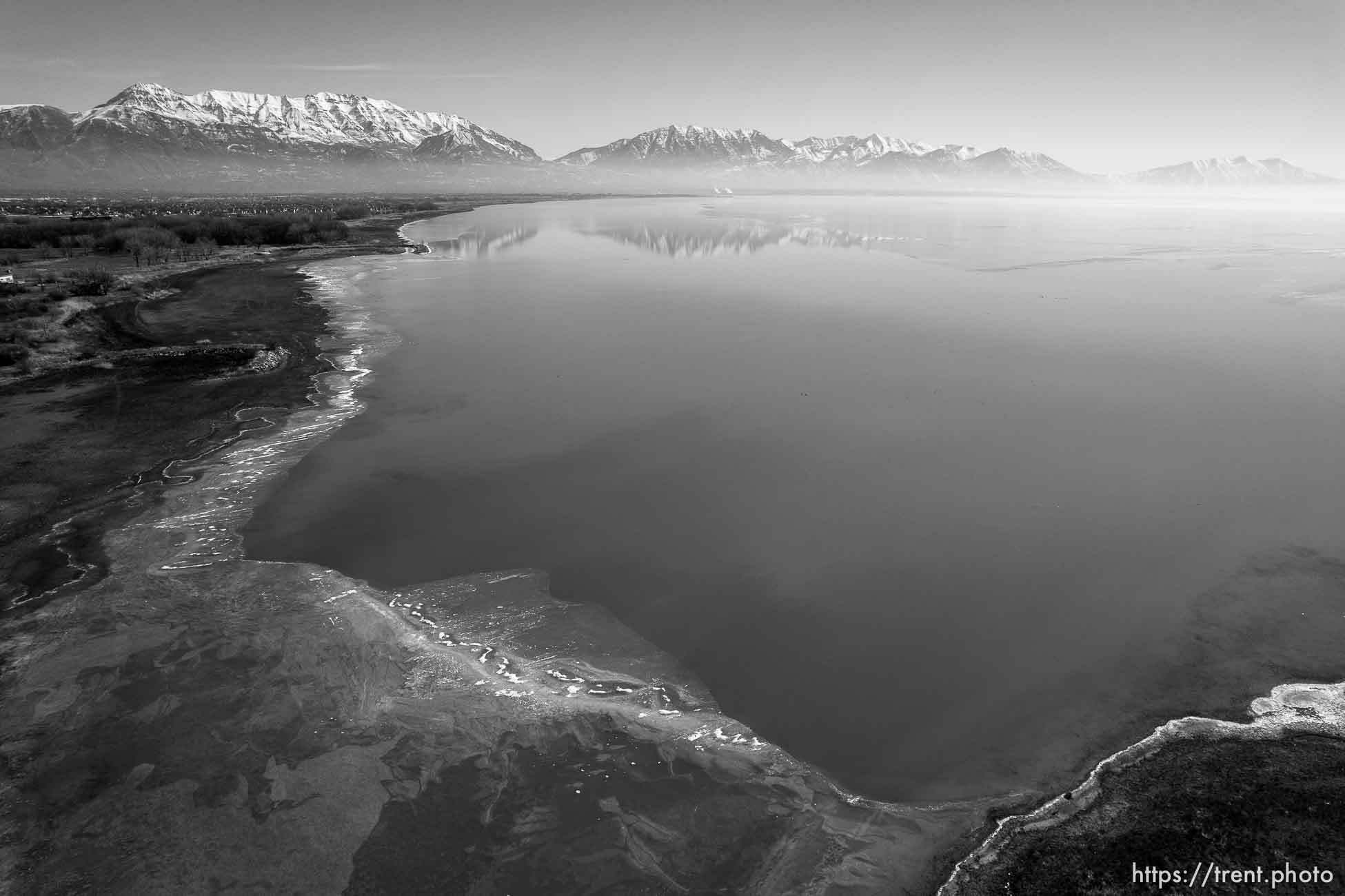 (Trent Nelson  |  The Salt Lake Tribune) The Jordan River meets Utah Lake in Saratoga Springs on Tuesday, March 1, 2022.