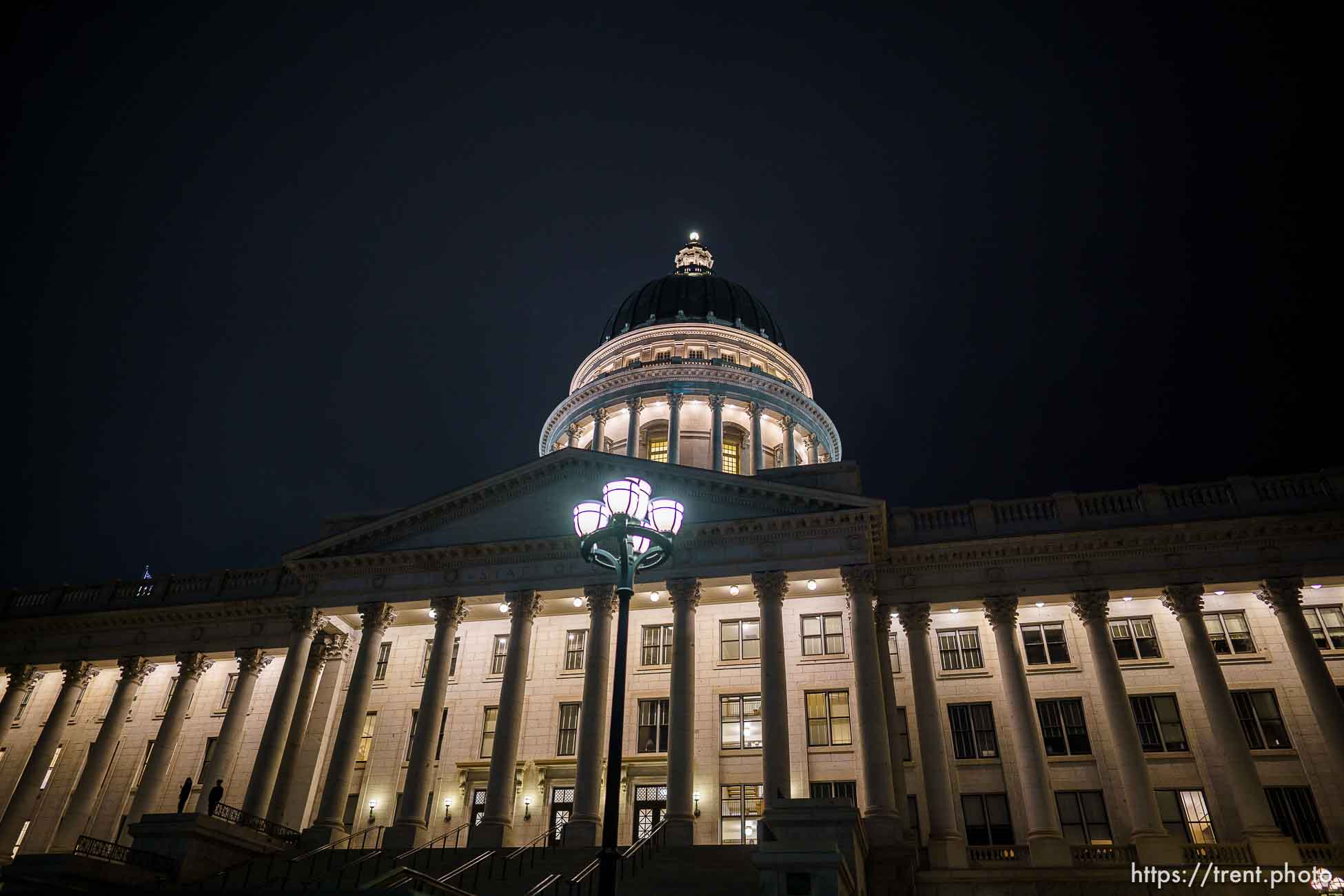 (Trent Nelson  |  The Salt Lake Tribune) The State Capitol in Salt Lake City at the end of the legislative session, early Saturday, March 5, 2022.