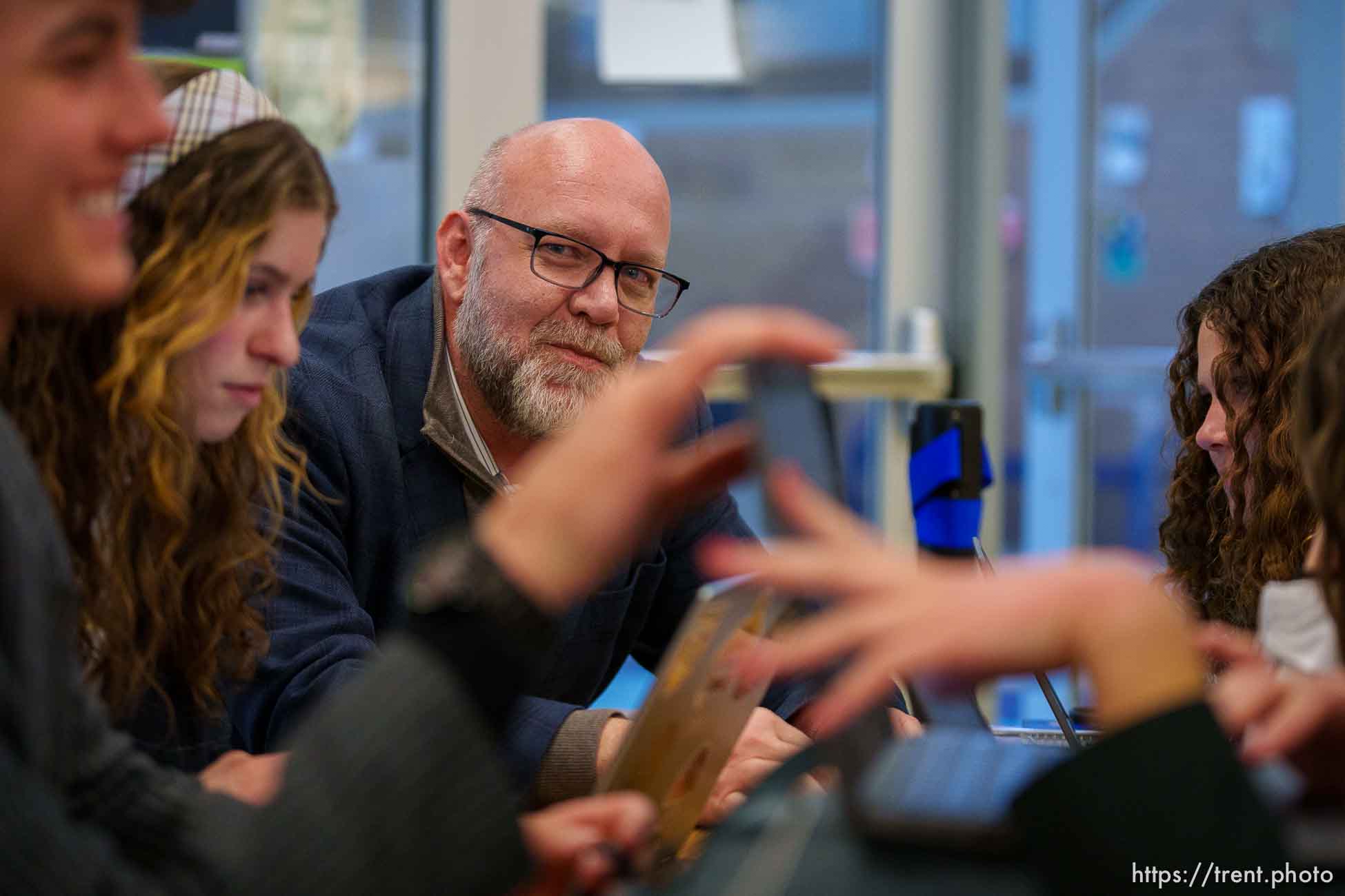 (Trent Nelson  |  The Salt Lake Tribune) Rep. Doug Welton, R-Payson, coach of Salem Hills High School's debate team, at the 5A state tournament at Stansbury High School in Stansbury Park on Friday, March 11, 2022.