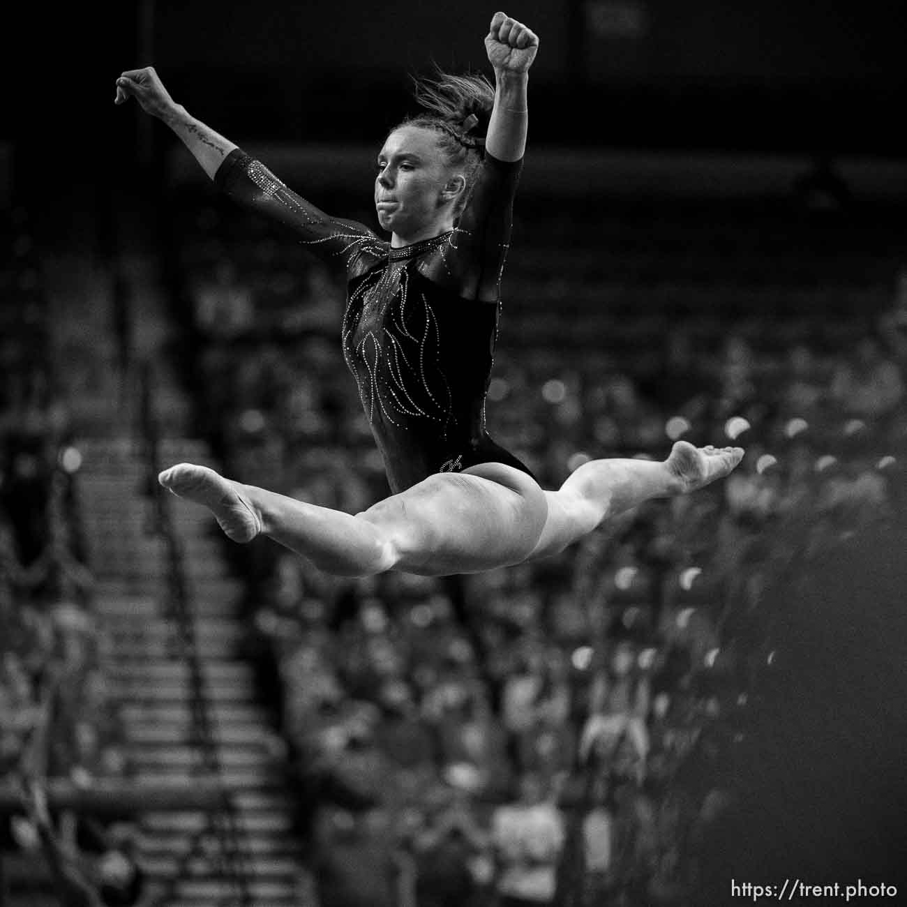 (Trent Nelson  |  The Salt Lake Tribune) Maile O'Keefe, floor, at the Pac-12 gymnastics championships at the Maverik Center in West Valley City on Saturday, March 19, 2022.