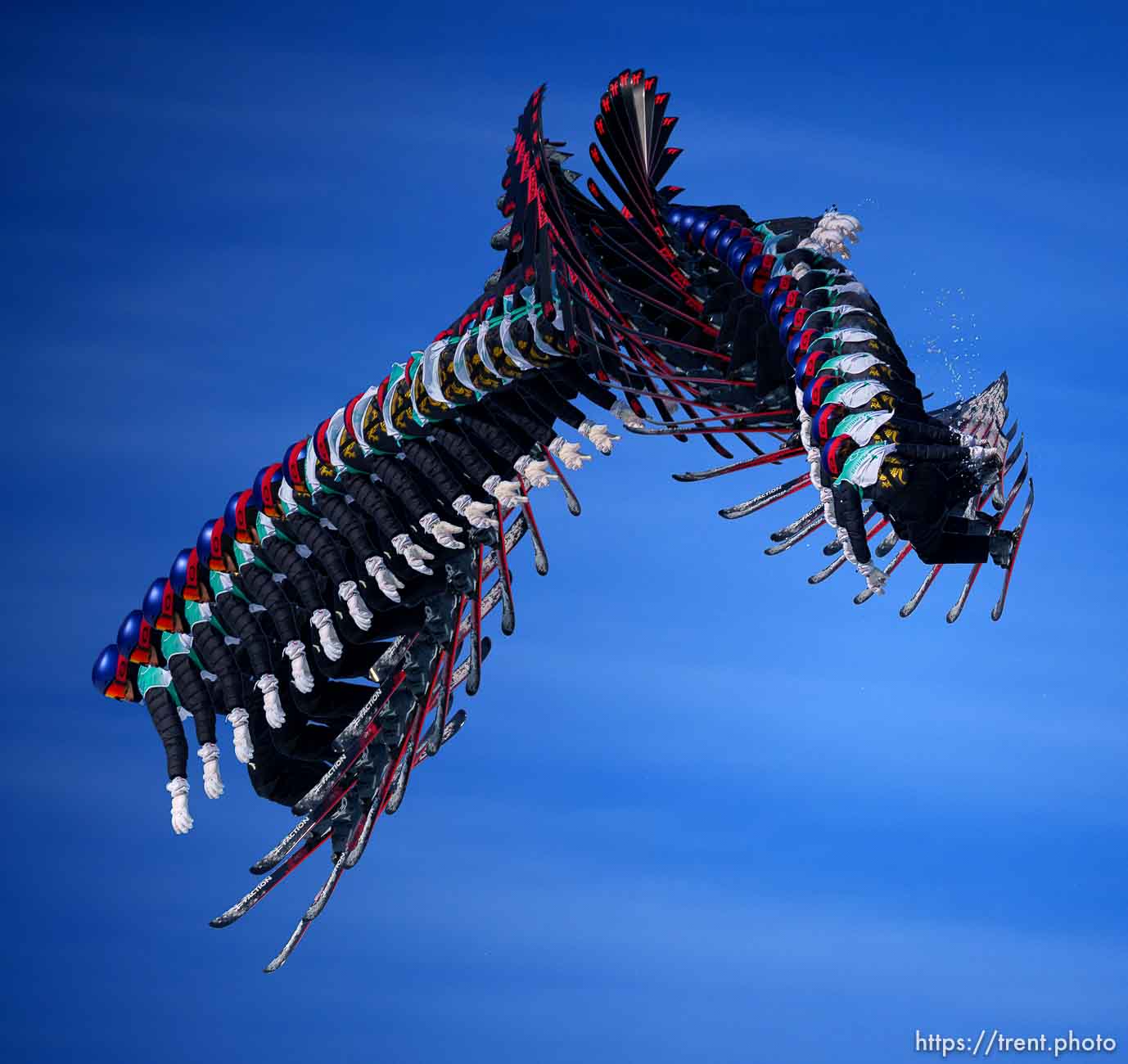 (Trent Nelson  |  The Salt Lake Tribune) Gold medalist Eileen Gu competes in the big air qualification round at the 2022 Winter Olympics in Beijing on Monday, Feb. 7, 2022.