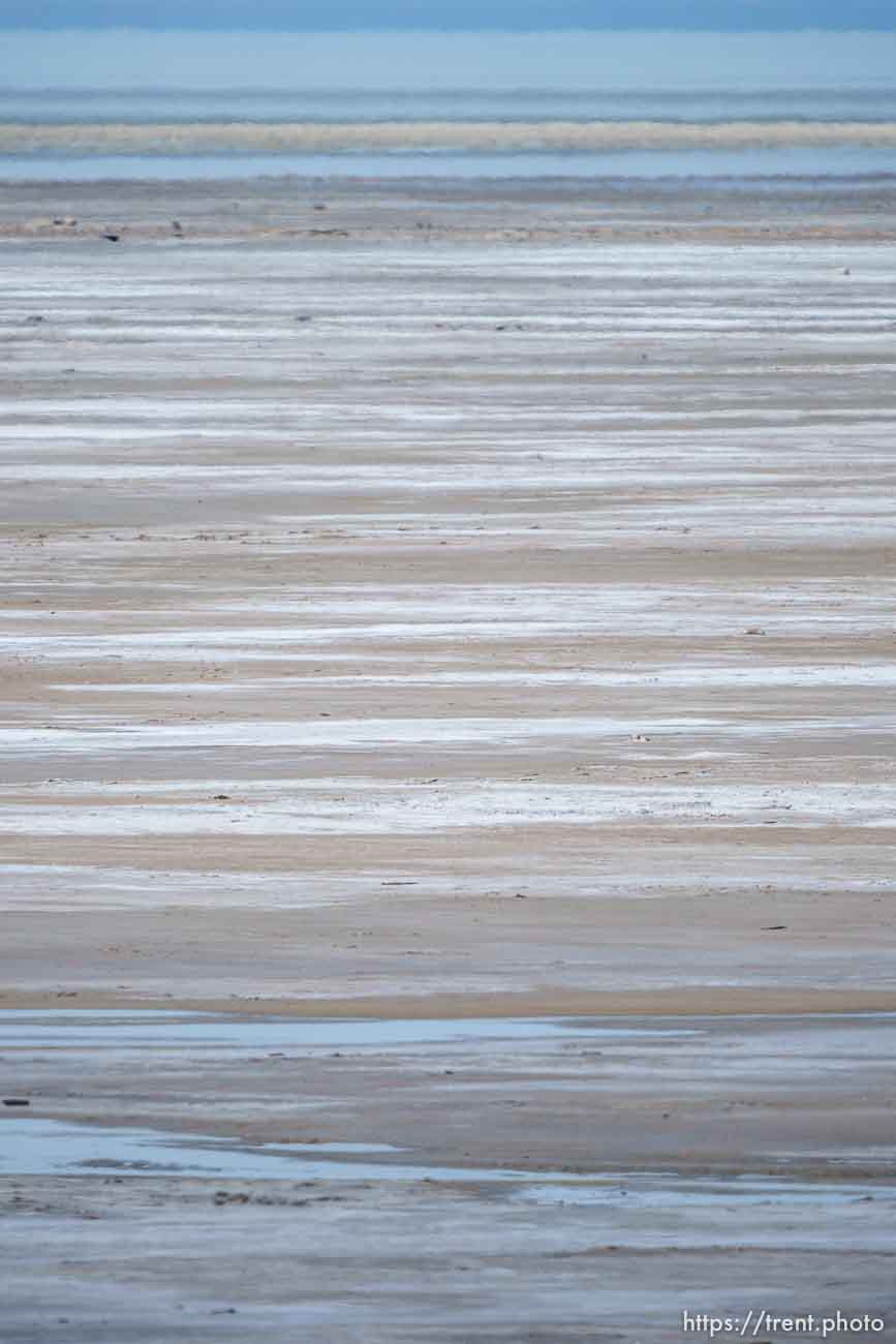 (Trent Nelson  |  The Salt Lake Tribune) The dry shoreline of the Great Salt Lake, near Saltair on Saturday, March 26, 2022.