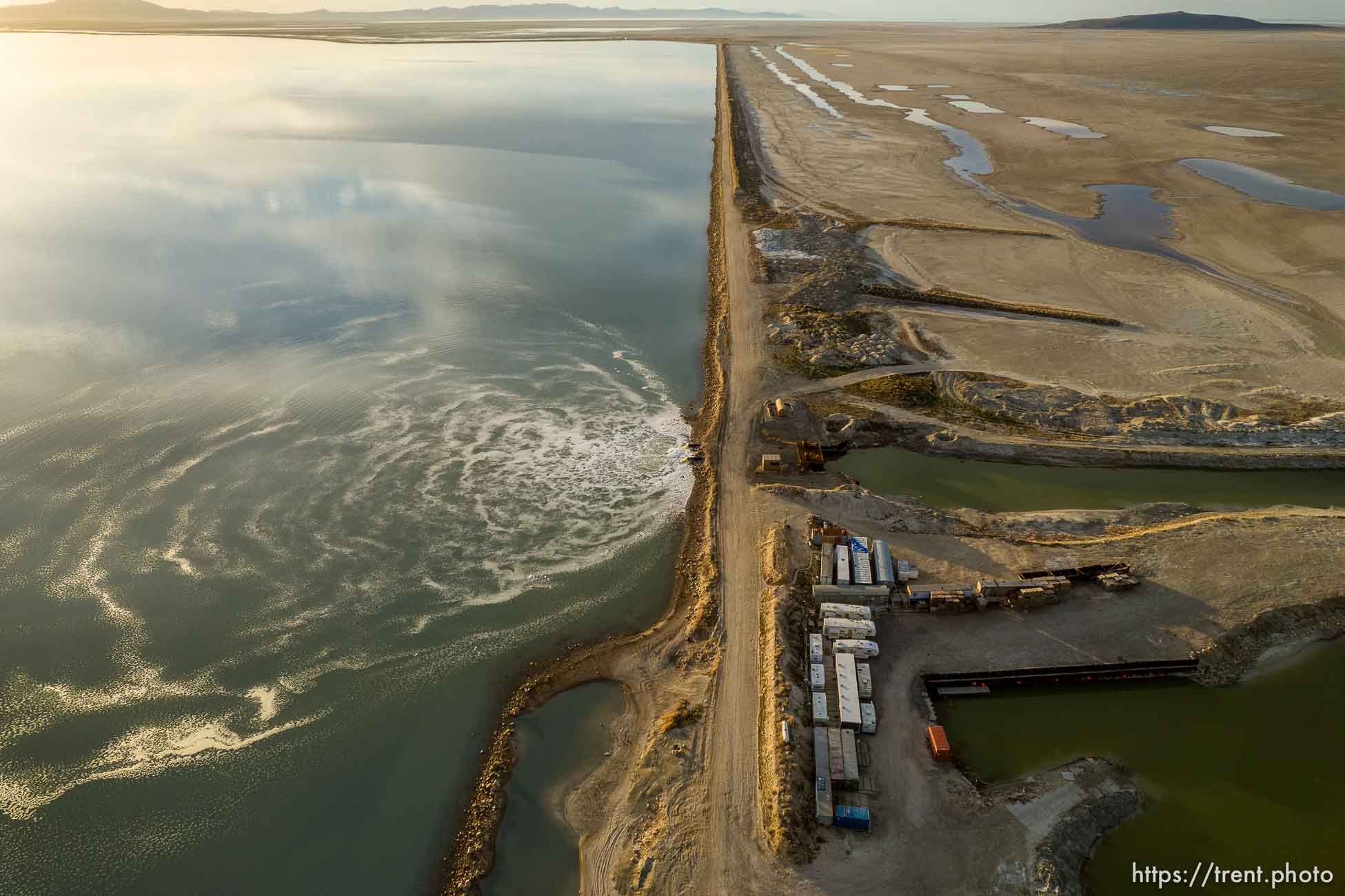 (Trent Nelson  |  The Salt Lake Tribune) The US Magnesium dike on Stansbury Island on Saturday, March 26, 2022.