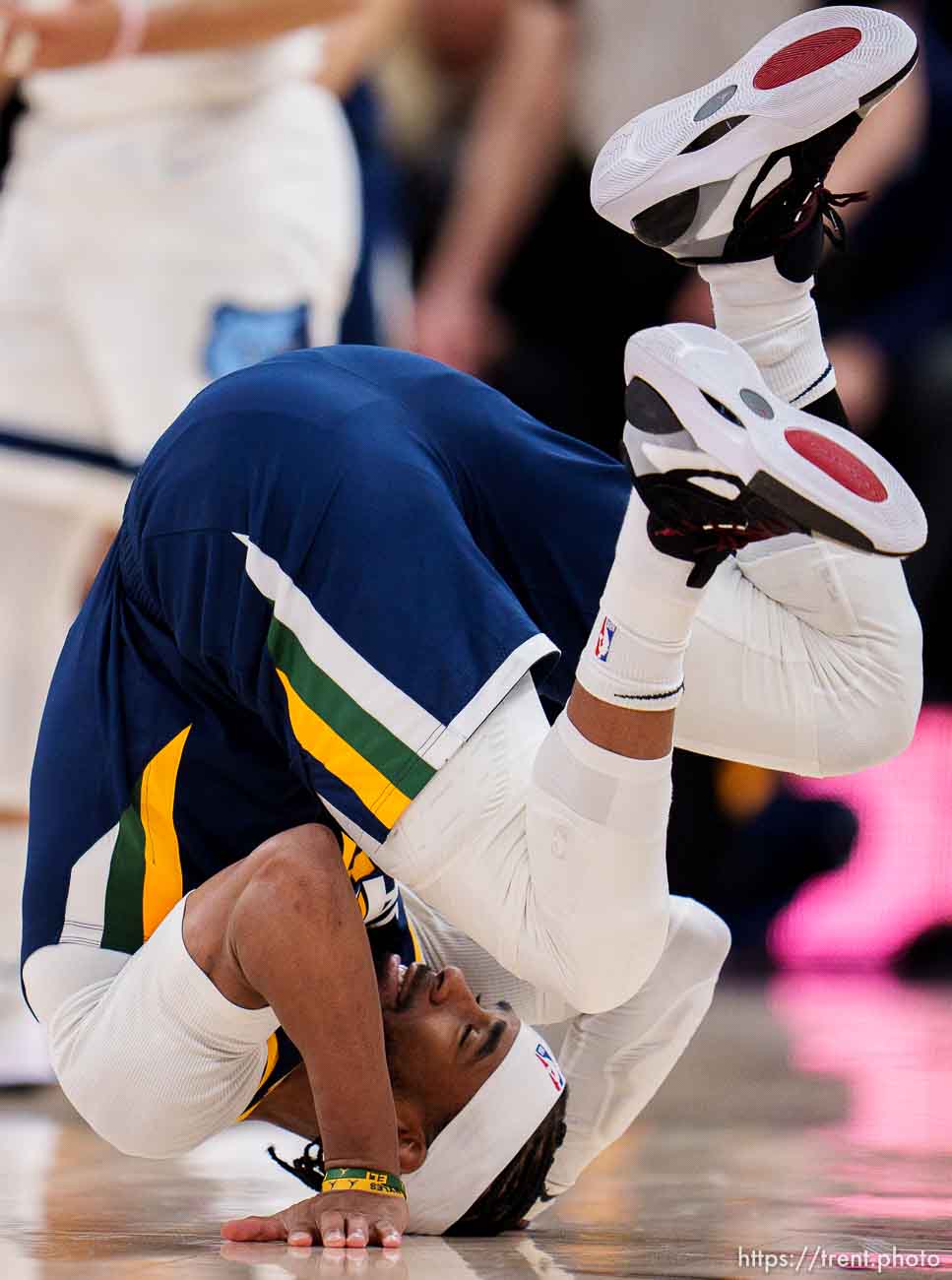 (Trent Nelson  |  The Salt Lake Tribune) Utah Jazz guard Mike Conley (11) as the Utah Jazz host the Memphis Grizzlies, NBA basketball in Salt Lake City on Tuesday, April 5, 2022.