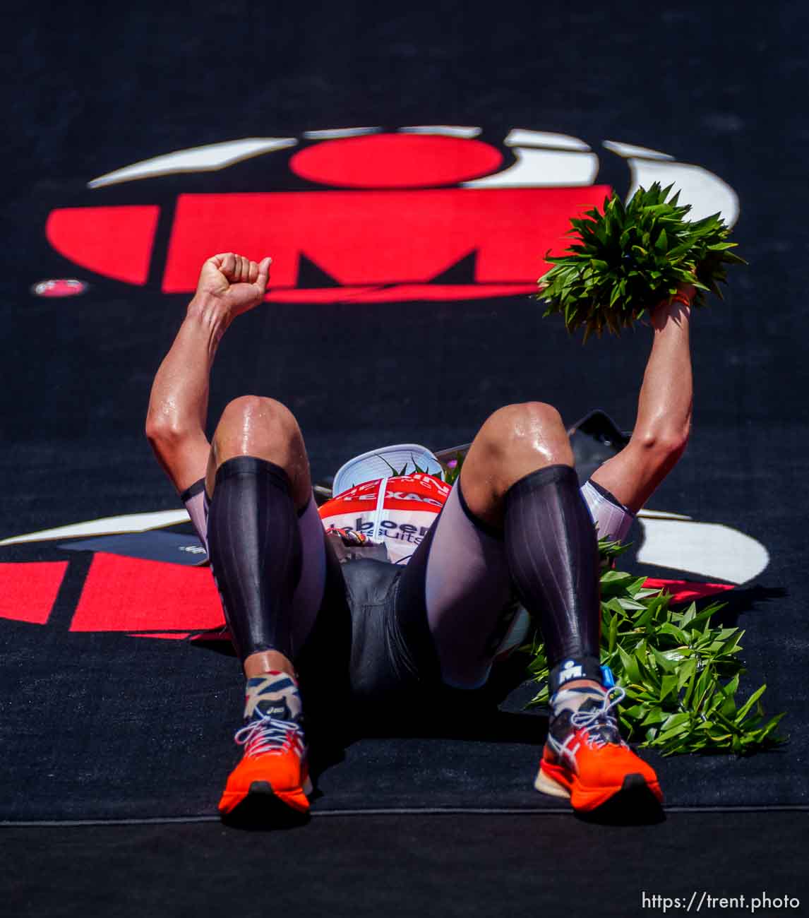 (Trent Nelson  |  The Salt Lake Tribune) Kristian Blummenfelt celebrates winning the Ironman World Championship triathlon in St. George on Saturday, May 7, 2022.