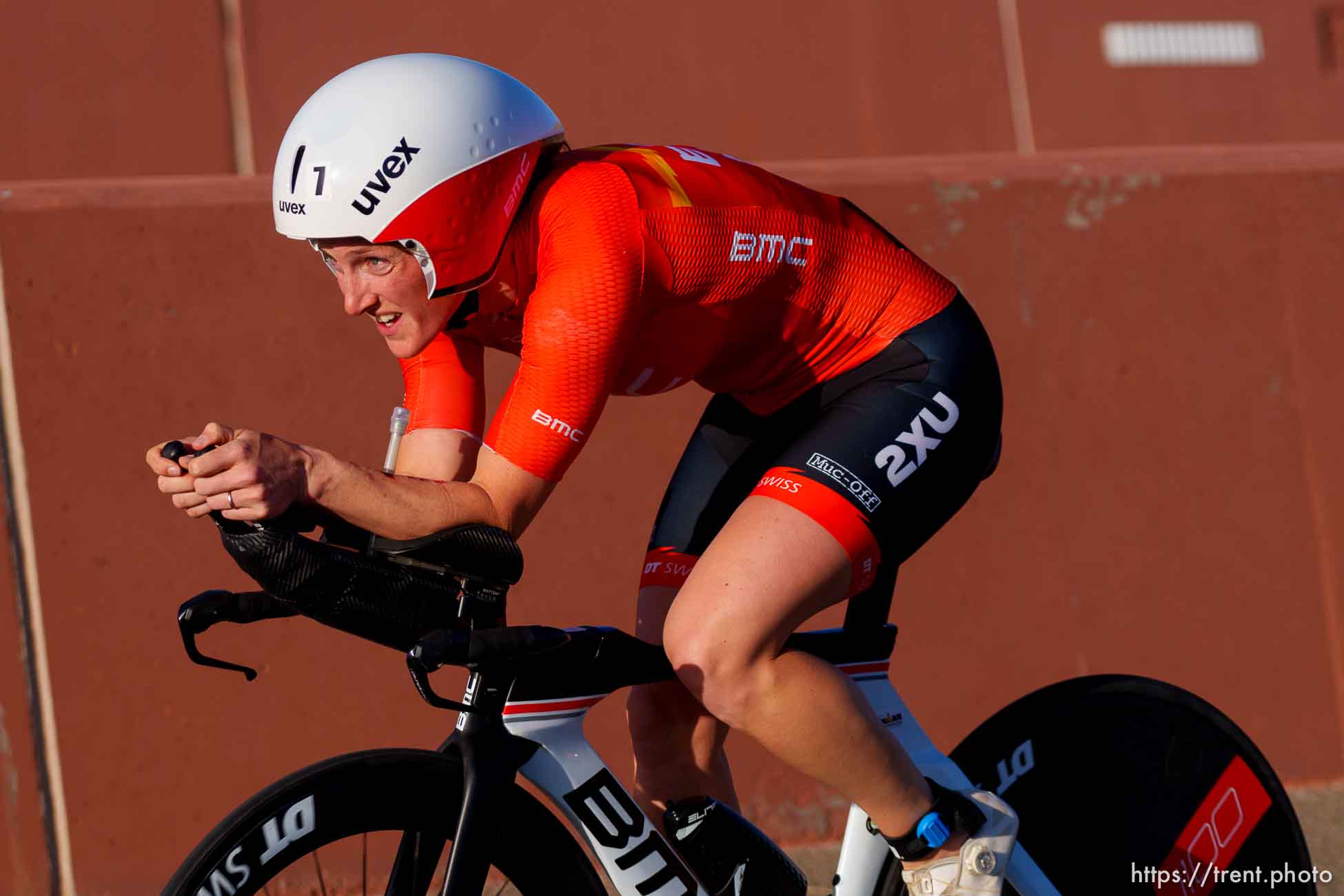 (Trent Nelson  |  The Salt Lake Tribune) Kat Matthews competing in the Ironman World Championship triathlon in St. George on Saturday, May 7, 2022.