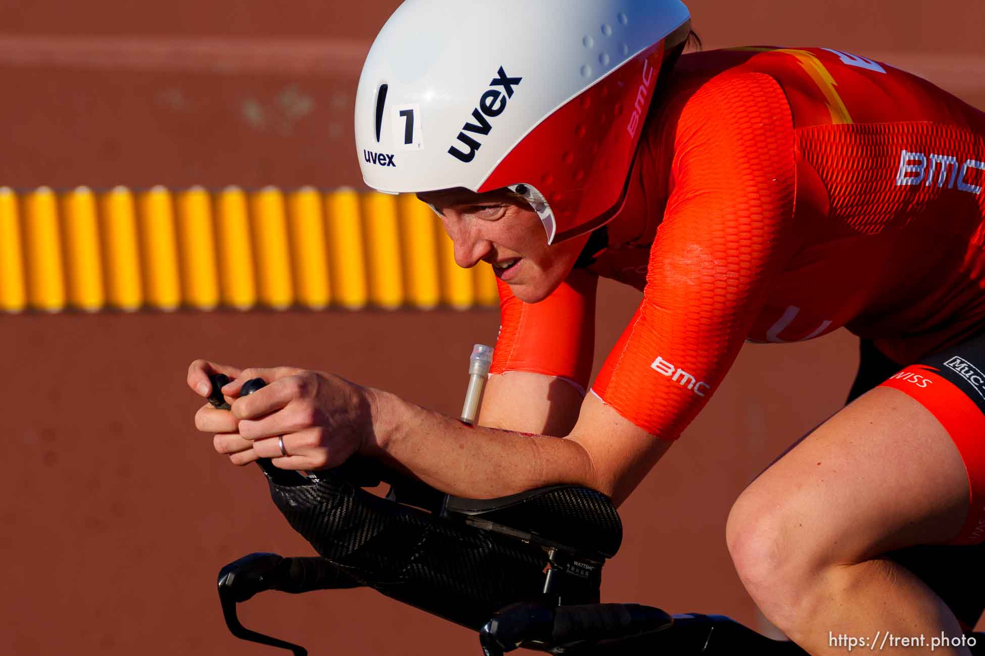 (Trent Nelson  |  The Salt Lake Tribune) Kat Matthews competing in the Ironman World Championship triathlon in St. George on Saturday, May 7, 2022.