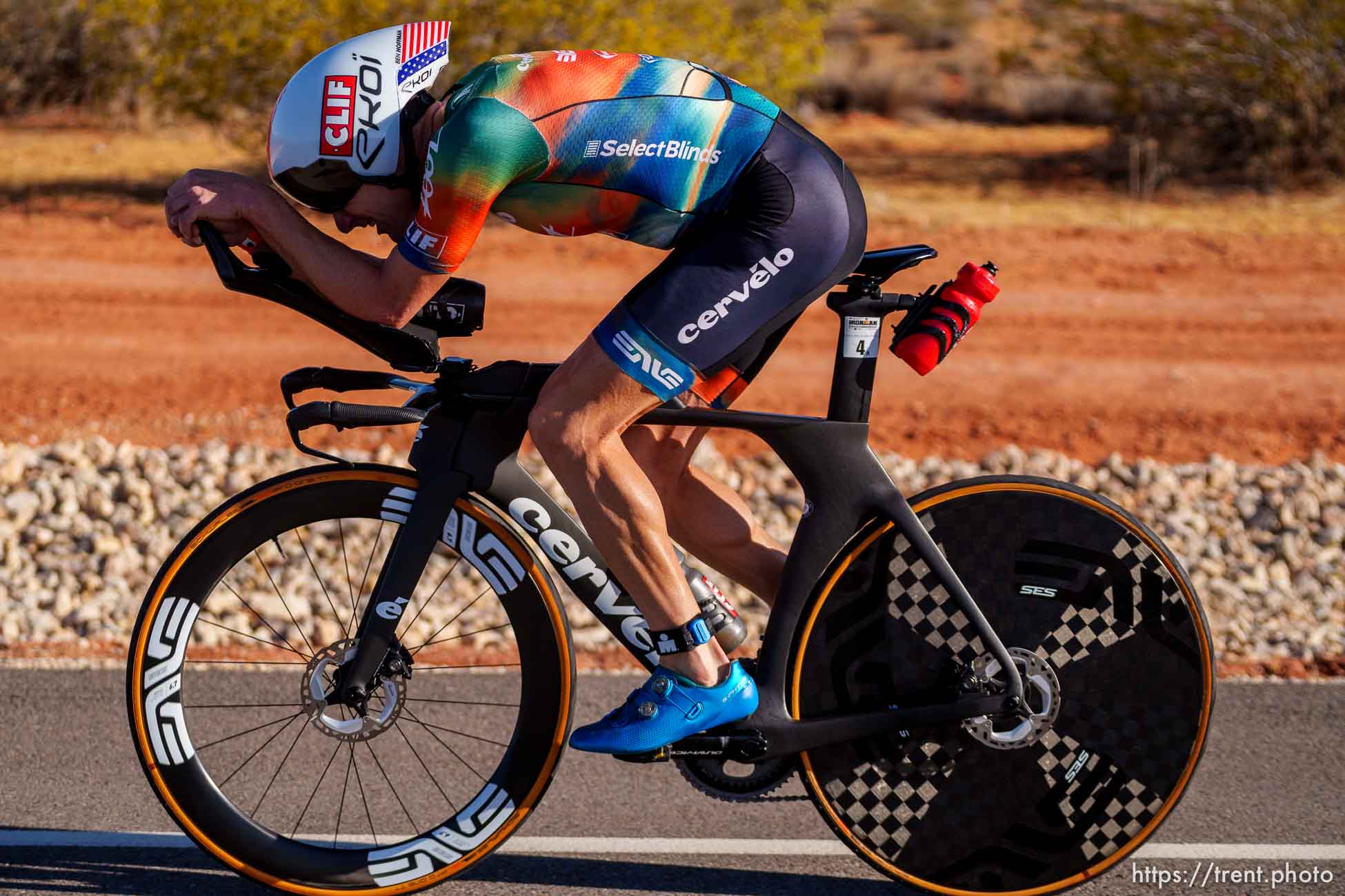 (Trent Nelson  |  The Salt Lake Tribune) Ben Hoffman competing in the Ironman World Championship triathlon in St. George on Saturday, May 7, 2022.