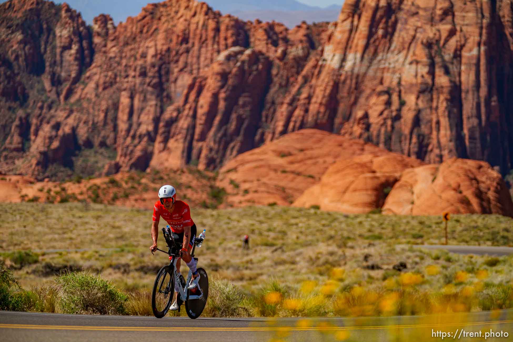 (Trent Nelson  |  The Salt Lake Tribune) 
19 during the Ironman World Championship triathlon in St. George on Saturday, May 7, 2022.