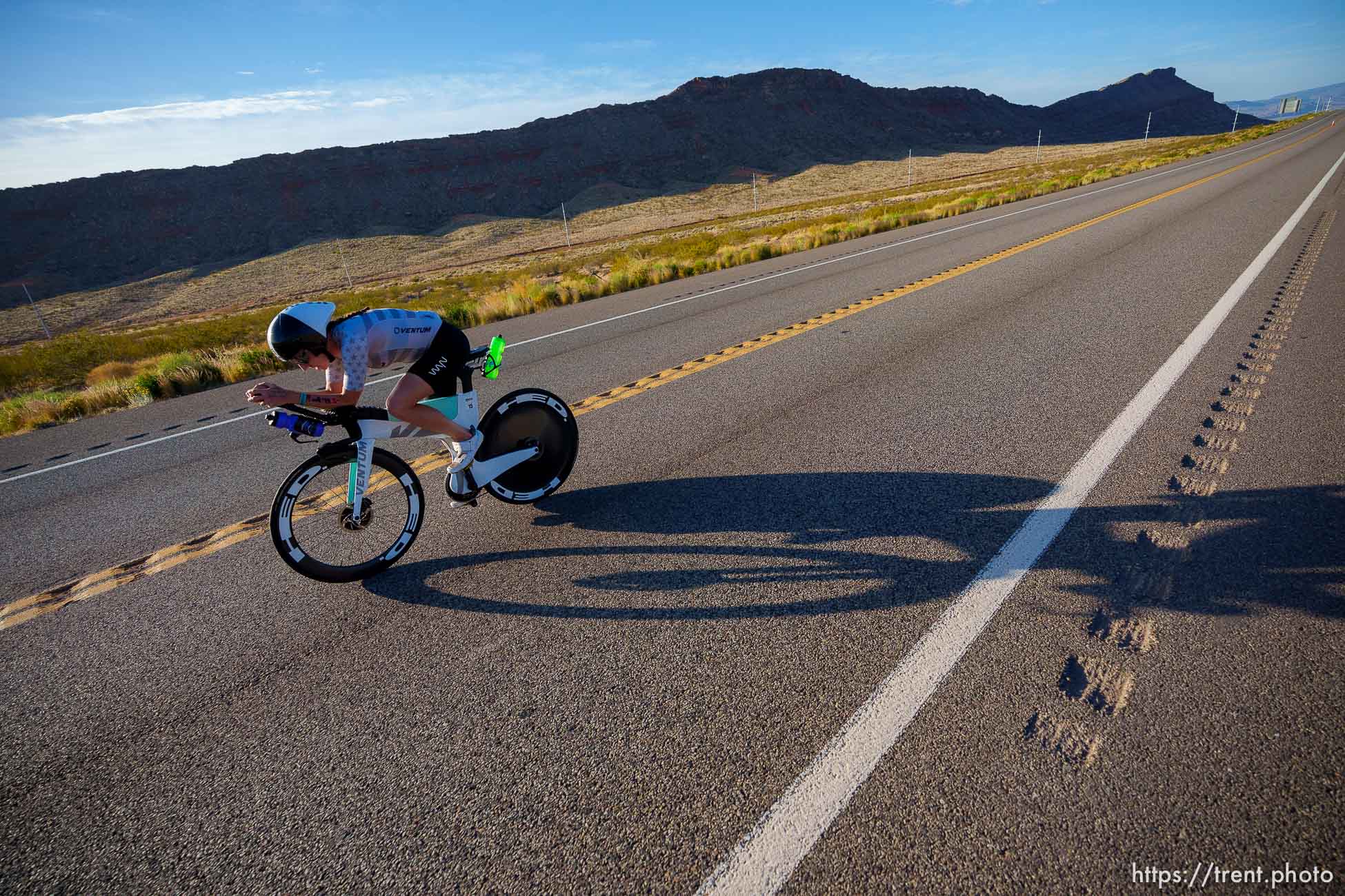 (Trent Nelson  |  The Salt Lake Tribune) Jocelyn McCauley competes in the Ironman World Championship triathlon in St. George on Saturday, May 7, 2022.