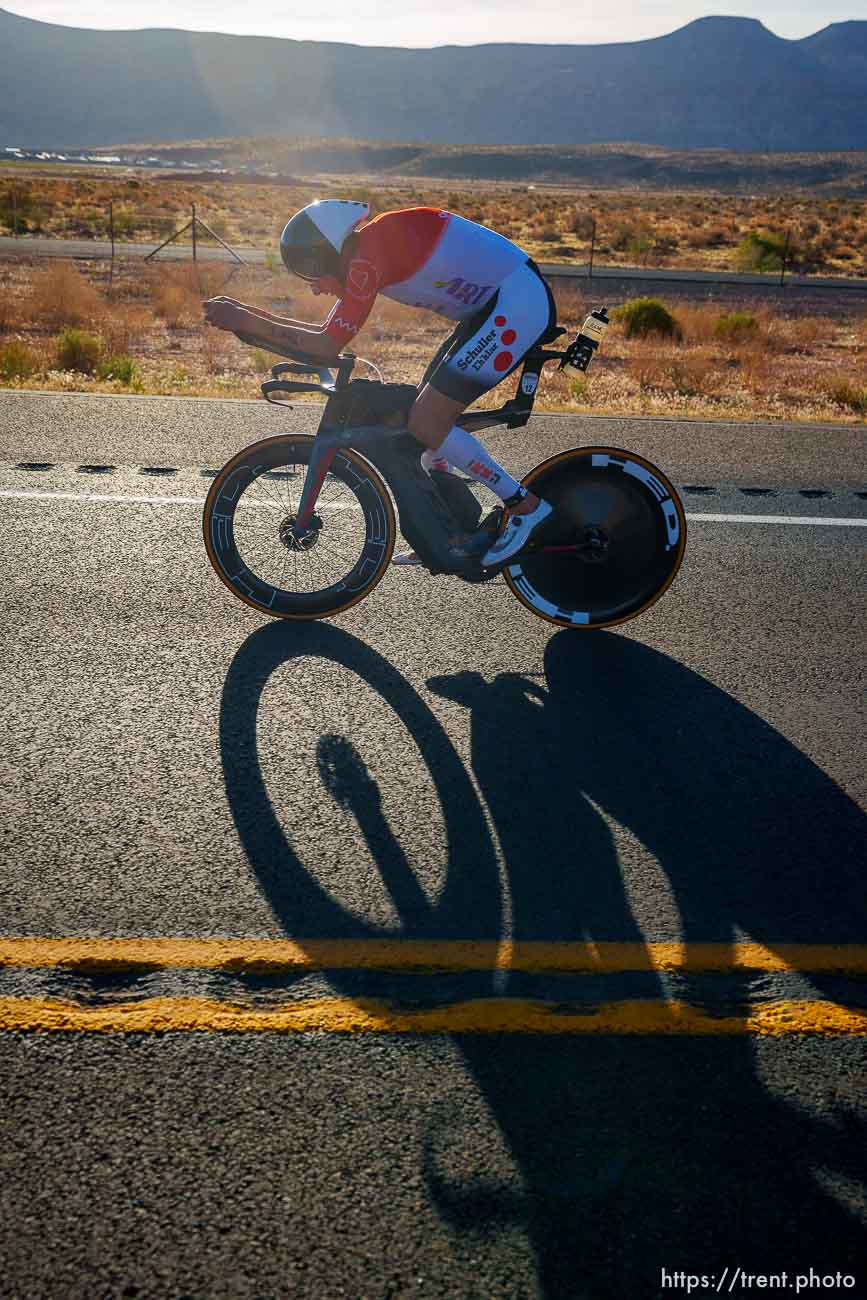 (Trent Nelson  |  The Salt Lake Tribune) Michael Weiss during the Ironman World Championship triathlon in St. George on Saturday, May 7, 2022.