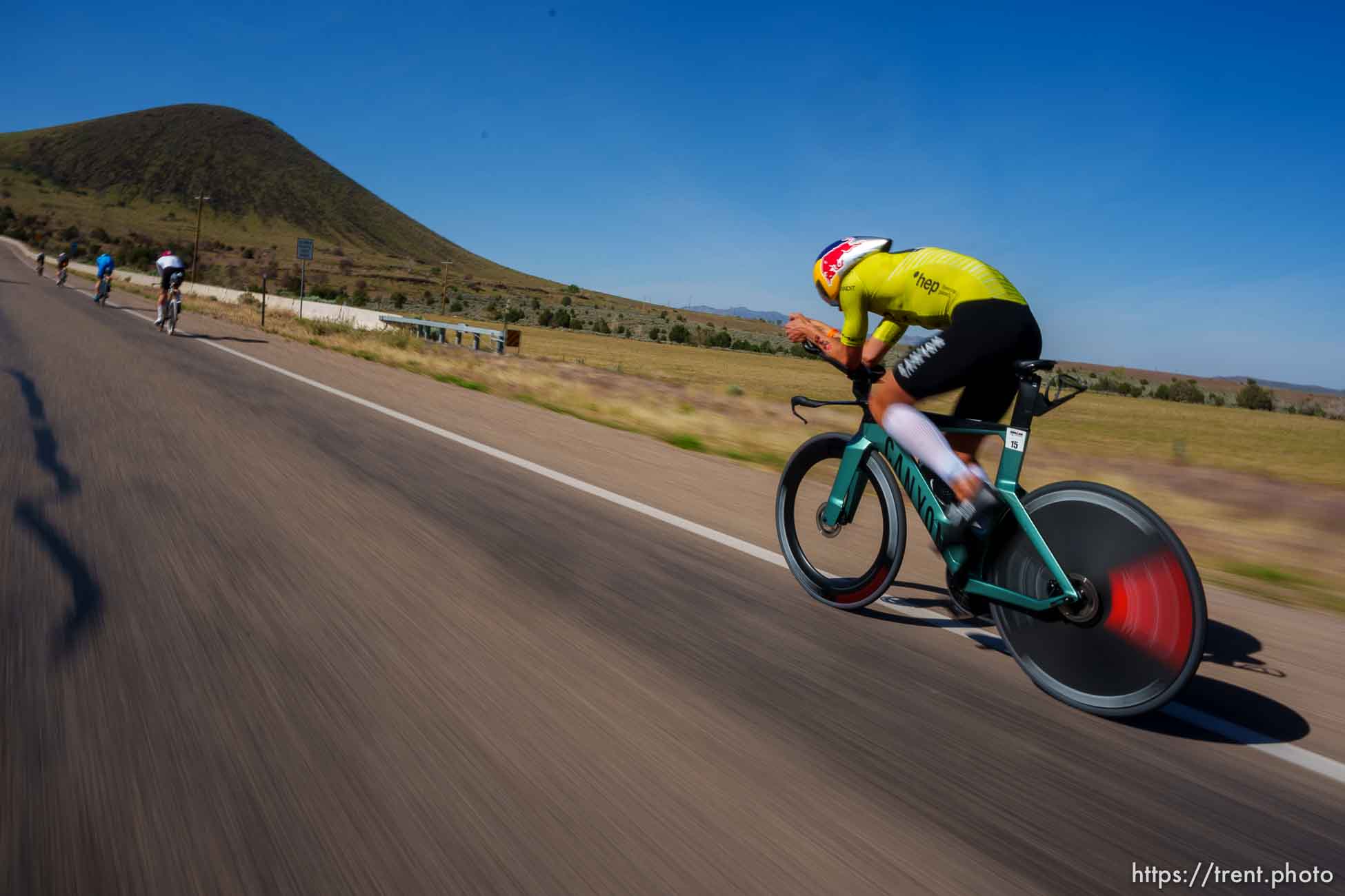 (Trent Nelson  |  The Salt Lake Tribune) The climb out of Veyo during the Ironman World Championship triathlon in St. George on Saturday, May 7, 2022.