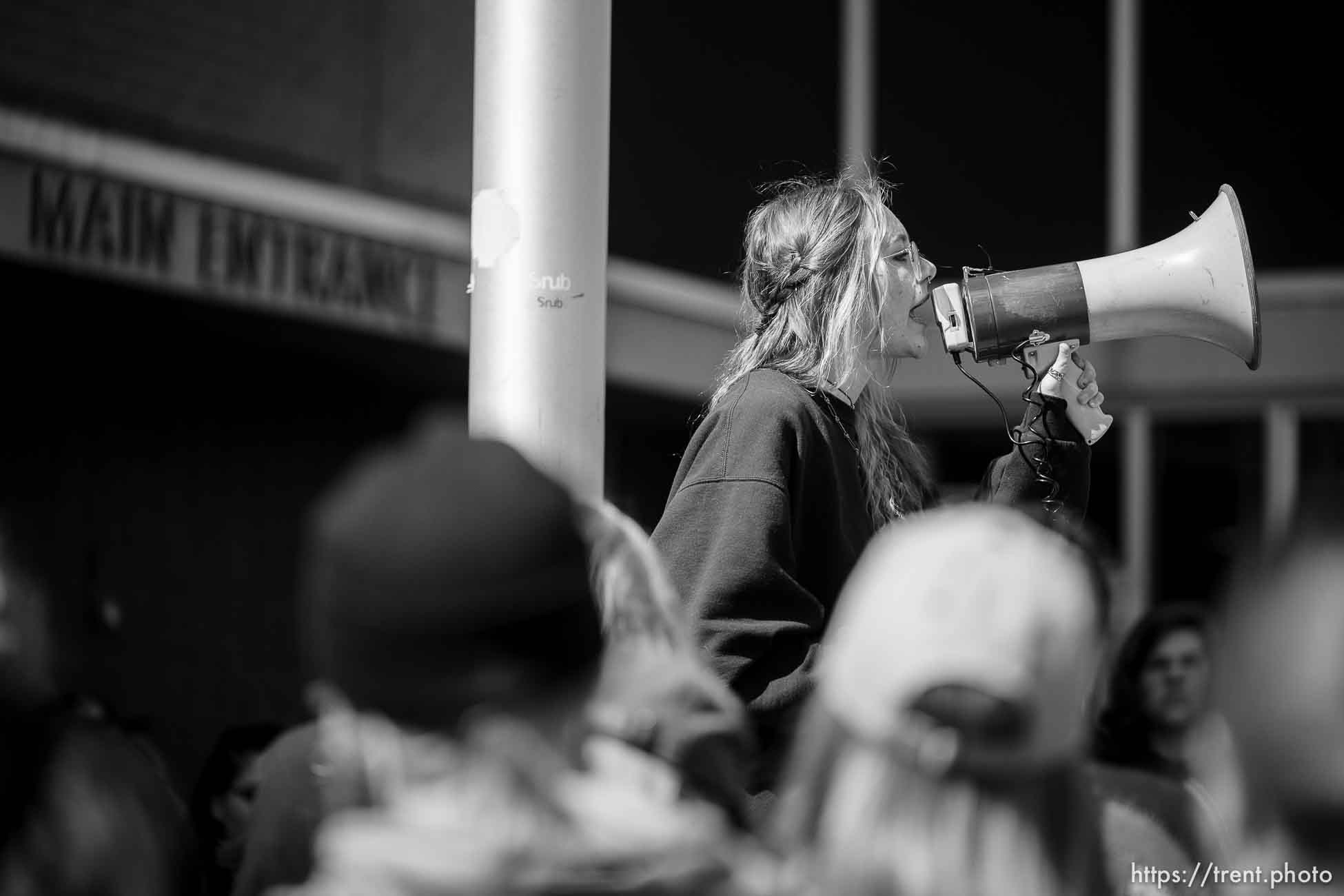 (Trent Nelson  |  The Salt Lake Tribune) Students at Highland High School walk out in support of abortion rights, in Salt Lake City on Thursday, May 12, 2022.