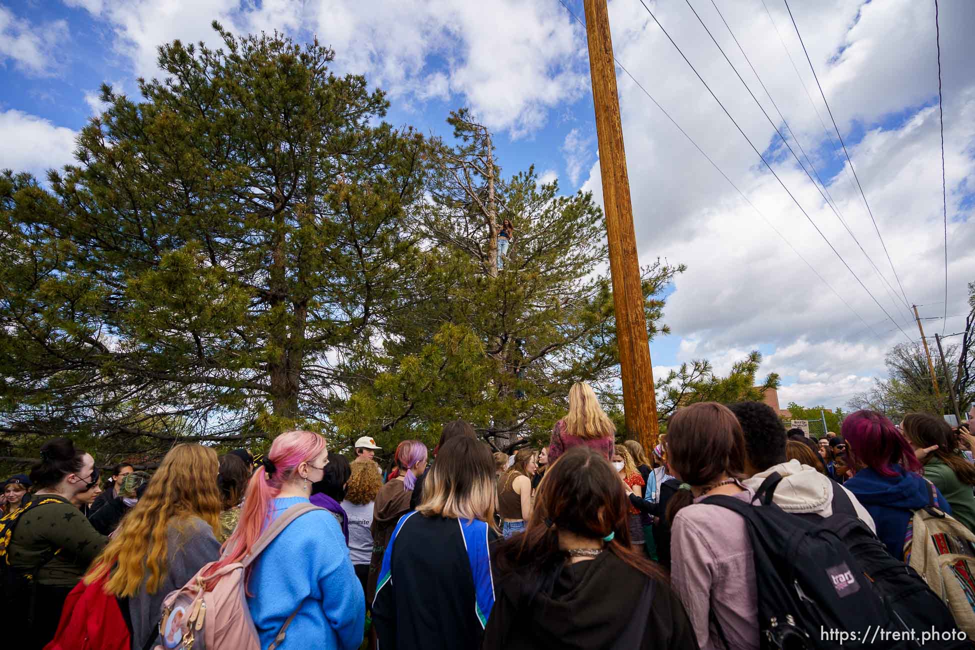 (Trent Nelson  |  The Salt Lake Tribune) Students at Highland High School walk out in support of abortion rights, in Salt Lake City on Thursday, May 12, 2022.