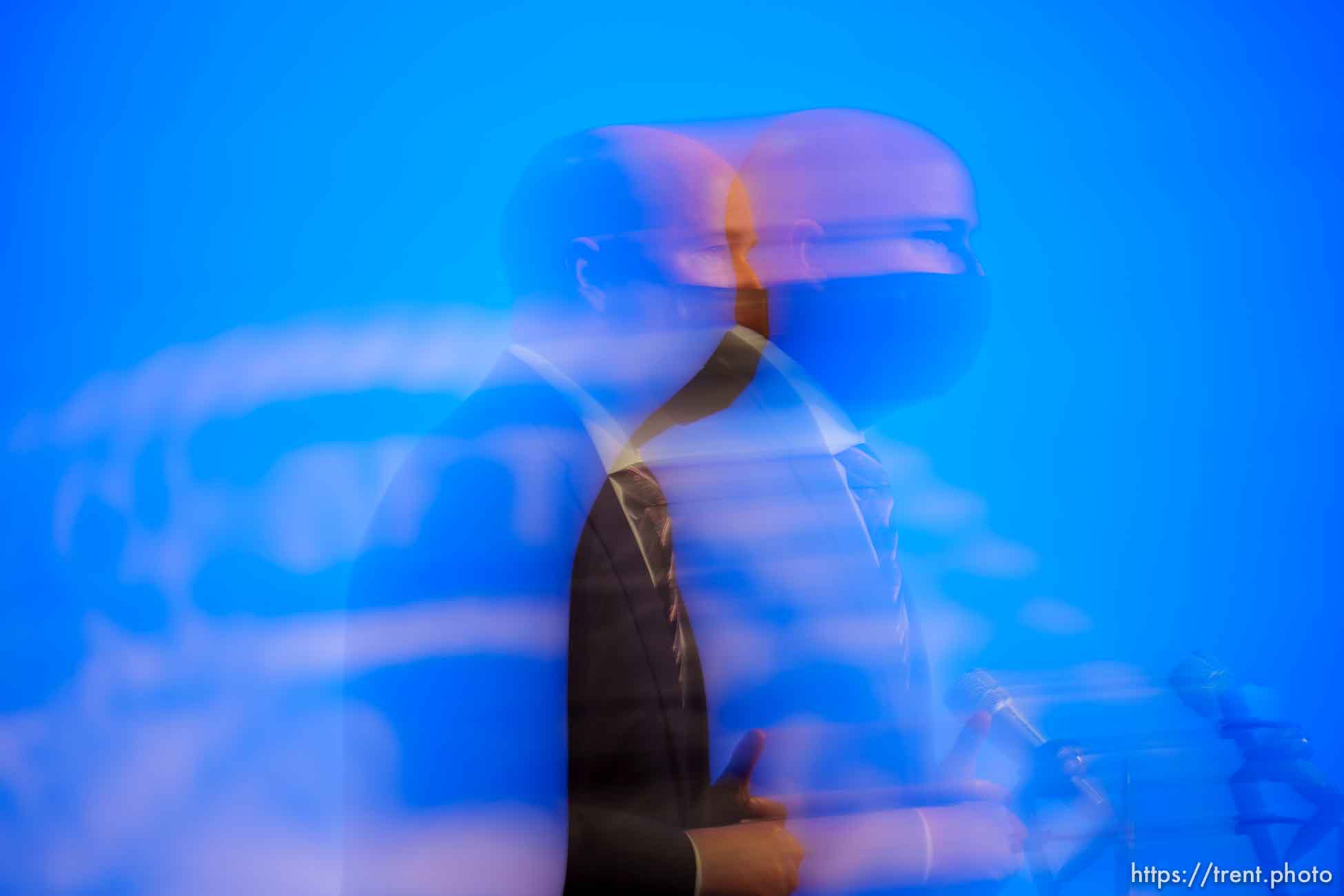 (Trent Nelson  |  The Salt Lake Tribune) Gov. Spencer Cox speaks at his monthly news conference in Salt Lake City on Thursday, May 19, 2022.