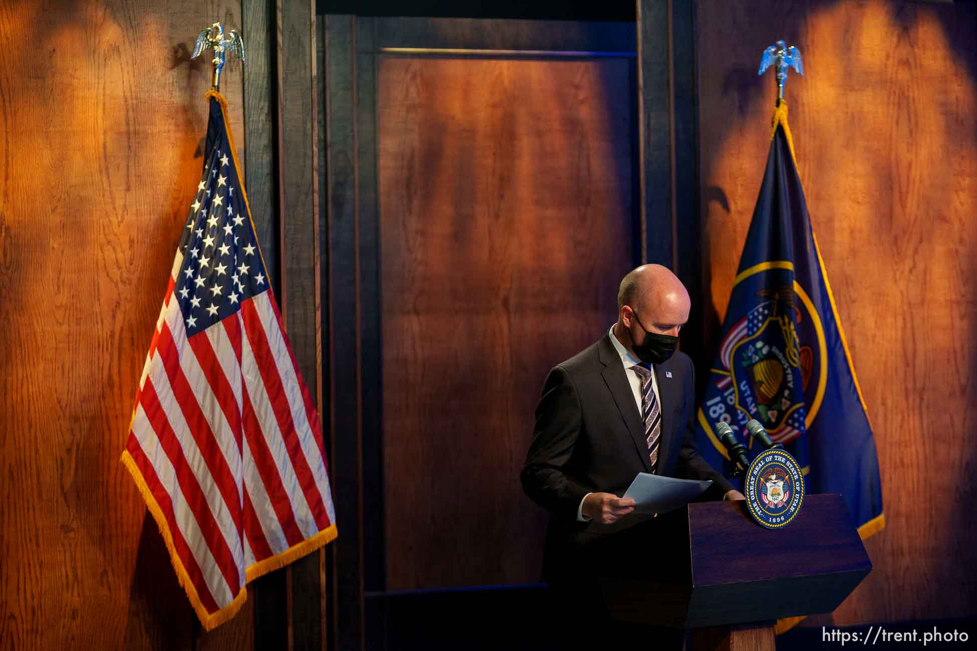 (Trent Nelson  |  The Salt Lake Tribune) Gov. Spencer Cox speaks at his monthly news conference in Salt Lake City on Thursday, May 19, 2022.