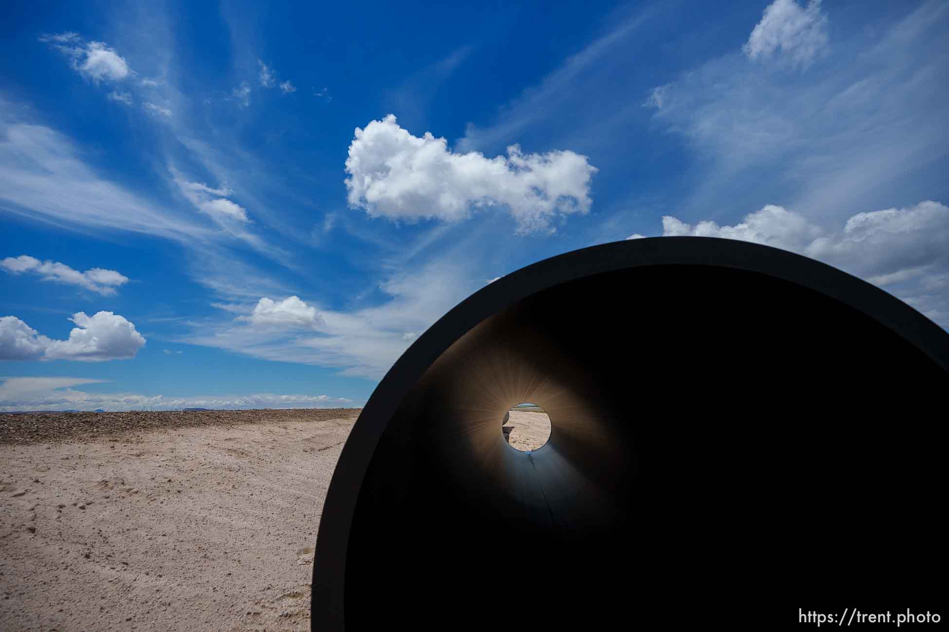 (Trent Nelson  |  The Salt Lake Tribune) Construction of North Davis Sewer District's new pipeline along the Antelope Island causeway on Tuesday, May 31, 2022. The pipeline will discharge treated water into the Great Salt Lake west of Antelope Island, instead of into Farmington Bay.