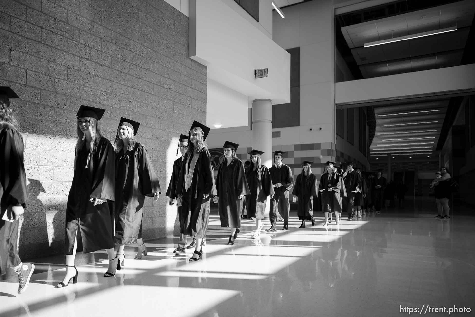 (Trent Nelson  |  The Salt Lake Tribune) Kings Peak High School students walk in commencement exercises at the virtual learning school in Bluffdale on Thursday, June 2, 2022.