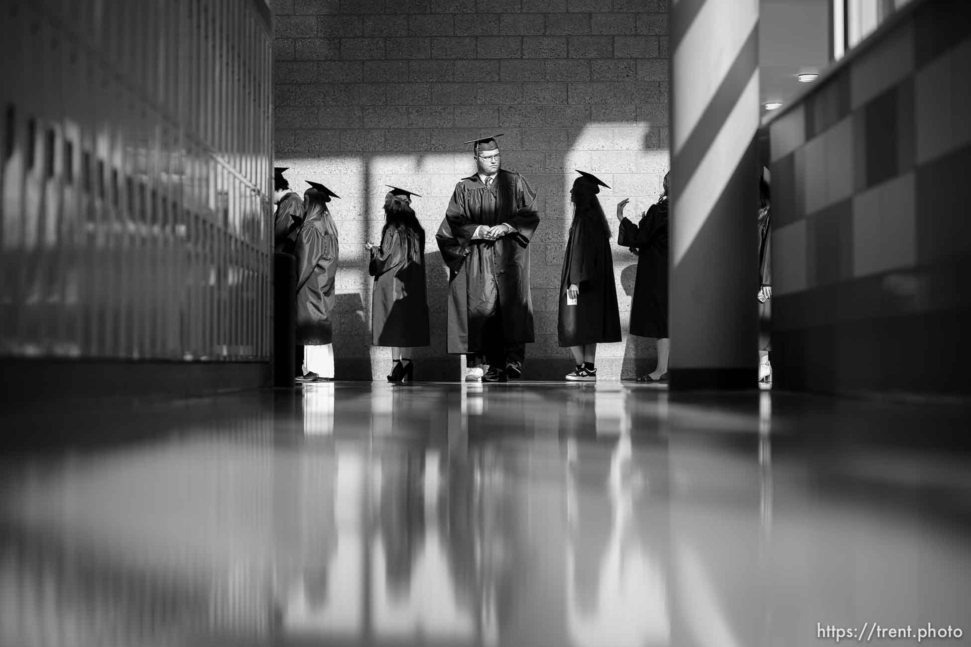 (Trent Nelson  |  The Salt Lake Tribune) Kings Peak High School students walk in commencement exercises at the virtual learning school in Bluffdale on Thursday, June 2, 2022.