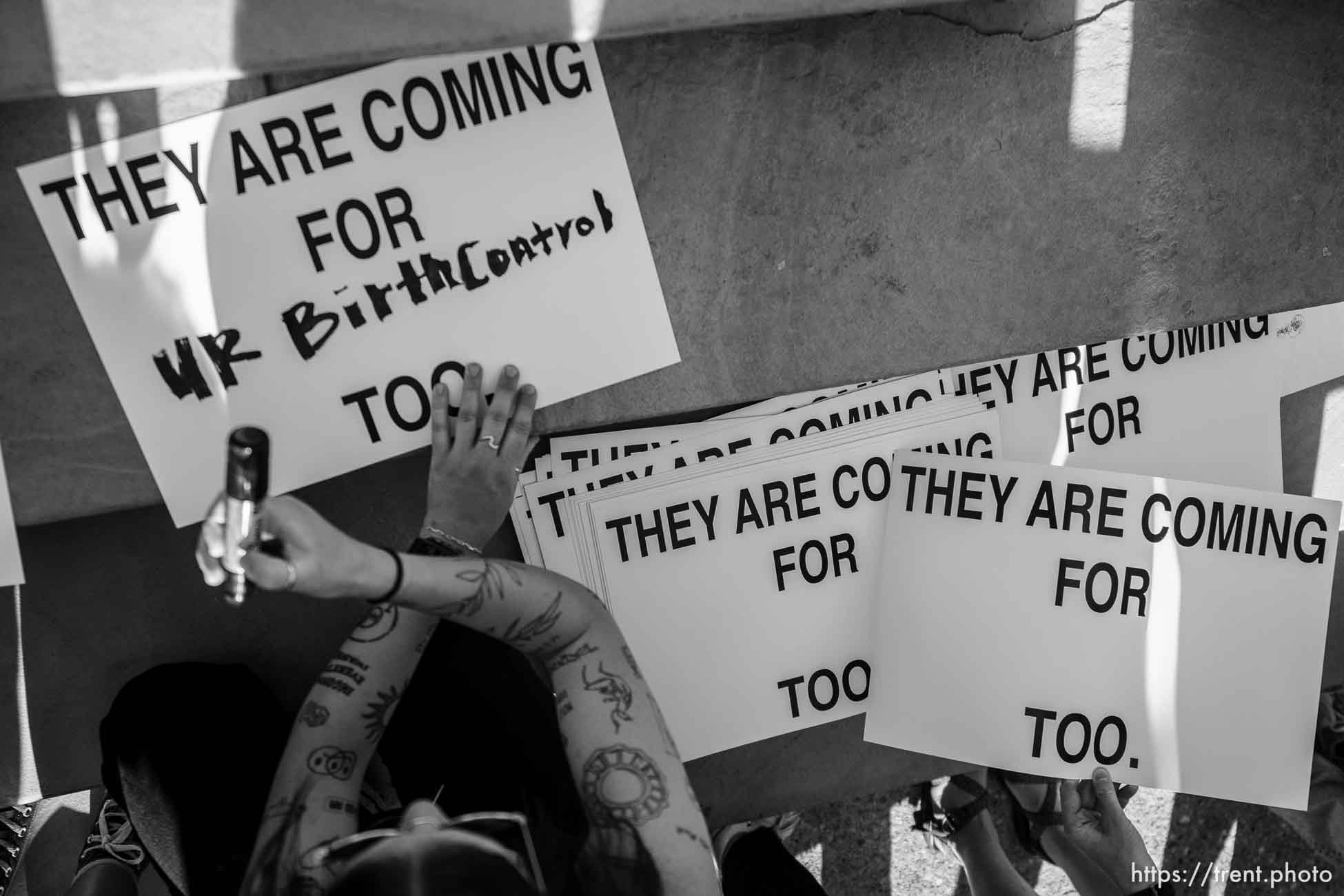 (Trent Nelson  |  The Salt Lake Tribune) People protest in Salt Lake City after the U.S. Supreme Court overruled Roe v. Wade, on Friday, June 24, 2022.