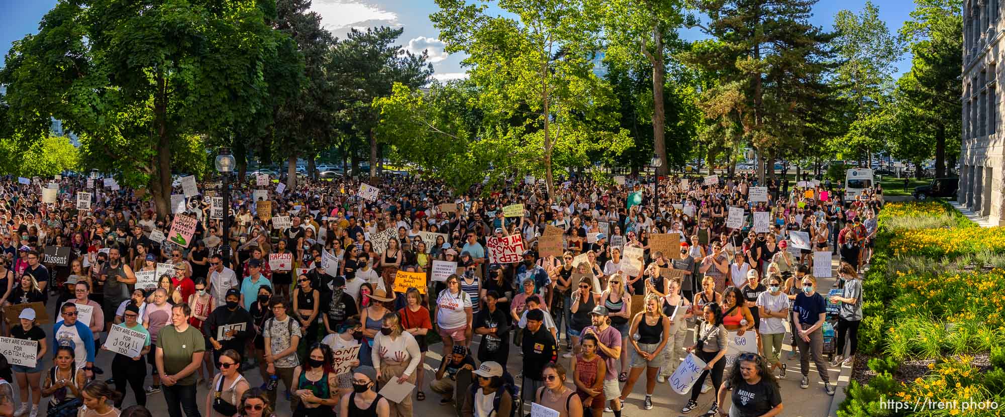 (Trent Nelson  |  The Salt Lake Tribune) 
at a protest in Salt Lake City after the U.S. Supreme Court overruled Roe v. Wade, on Friday, June 24, 2022.