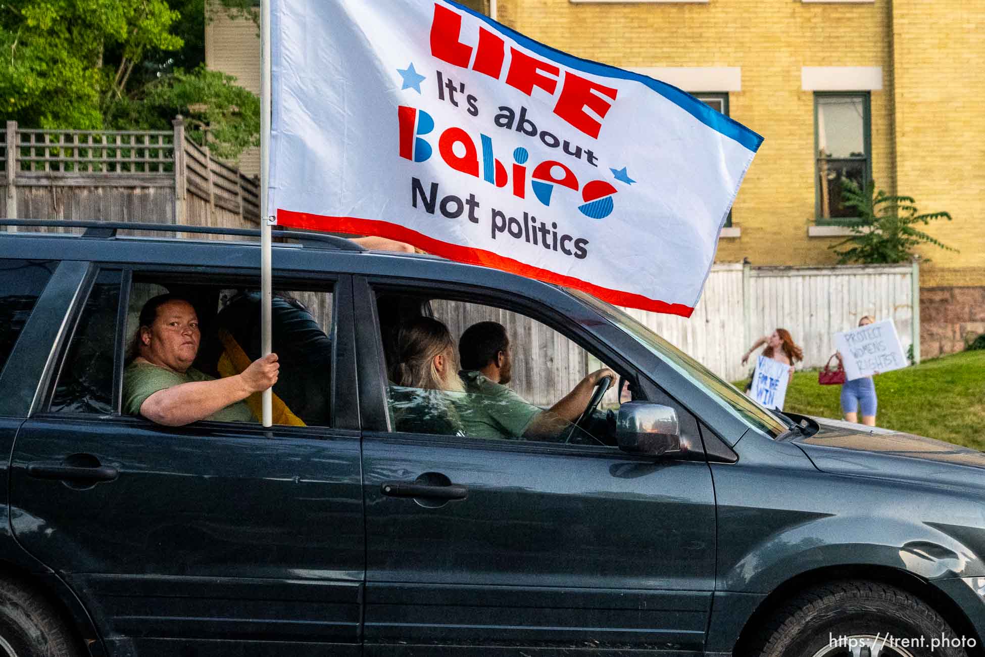 (Trent Nelson  |  The Salt Lake Tribune) People protest in Salt Lake City after the U.S. Supreme Court overruled Roe v. Wade, on Friday, June 24, 2022.