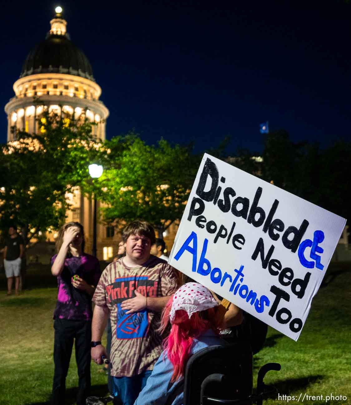 (Trent Nelson  |  The Salt Lake Tribune) People protest in Salt Lake City after the U.S. Supreme Court overruled Roe v. Wade, on Friday, June 24, 2022.