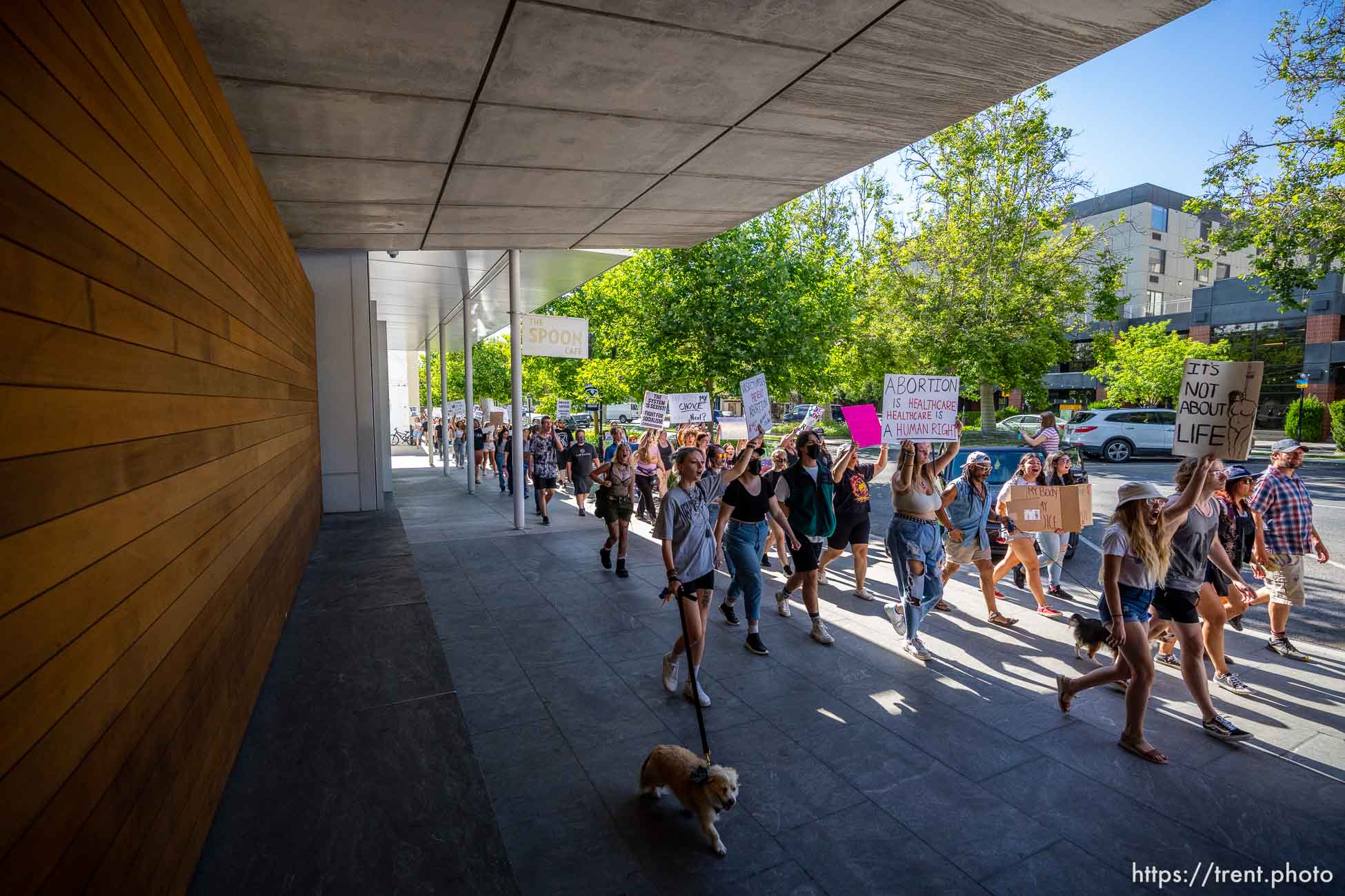 (Trent Nelson  |  The Salt Lake Tribune) People protest in Provo after the U.S. Supreme Court overruled Roe v. Wade, on Saturday, June 25, 2022.