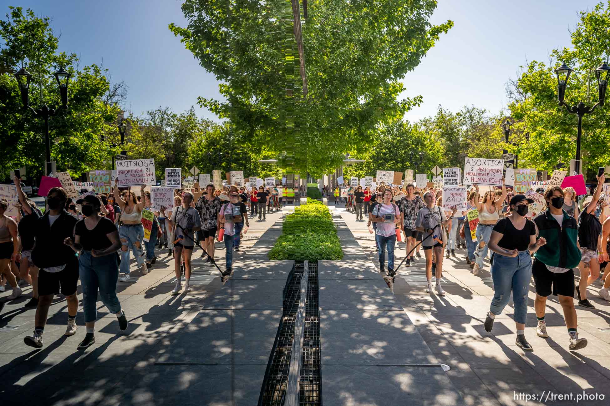 (Trent Nelson  |  The Salt Lake Tribune) People protest in Provo after the U.S. Supreme Court overruled Roe v. Wade, on Saturday, June 25, 2022.