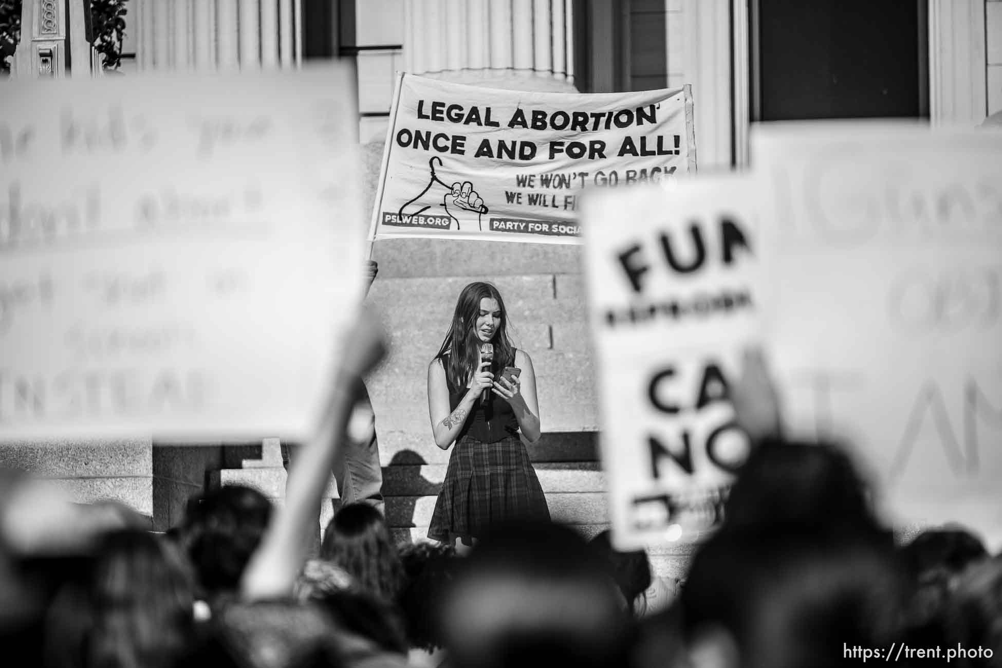 (Trent Nelson  |  The Salt Lake Tribune) People protest in Provo after the U.S. Supreme Court overruled Roe v. Wade, on Saturday, June 25, 2022.