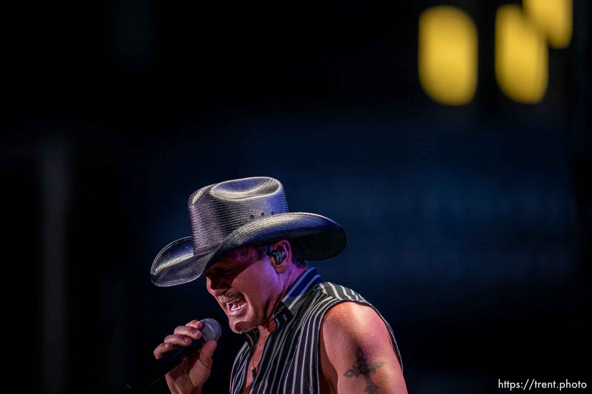 (Trent Nelson  |  The Salt Lake Tribune) Tim McGraw performs at Stadium of Fire in Provo on Saturday, July 2, 2022.