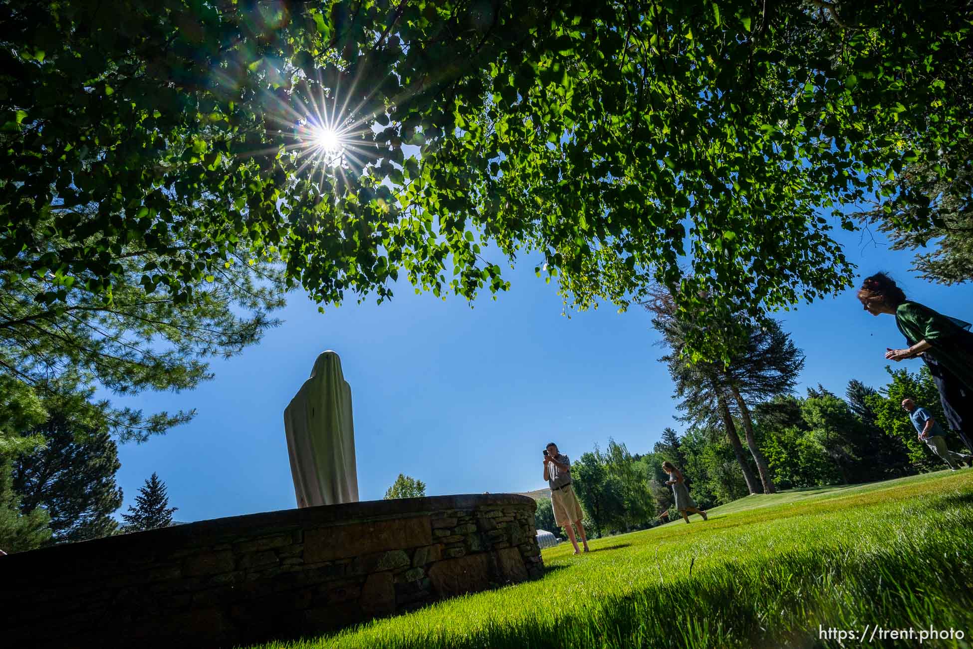 (Trent Nelson  |  The Salt Lake Tribune) People gather at the Abbey of the Holy Trinity in Huntsville to celebrate 75 years since its founding on Sunday, July 10, 2022.