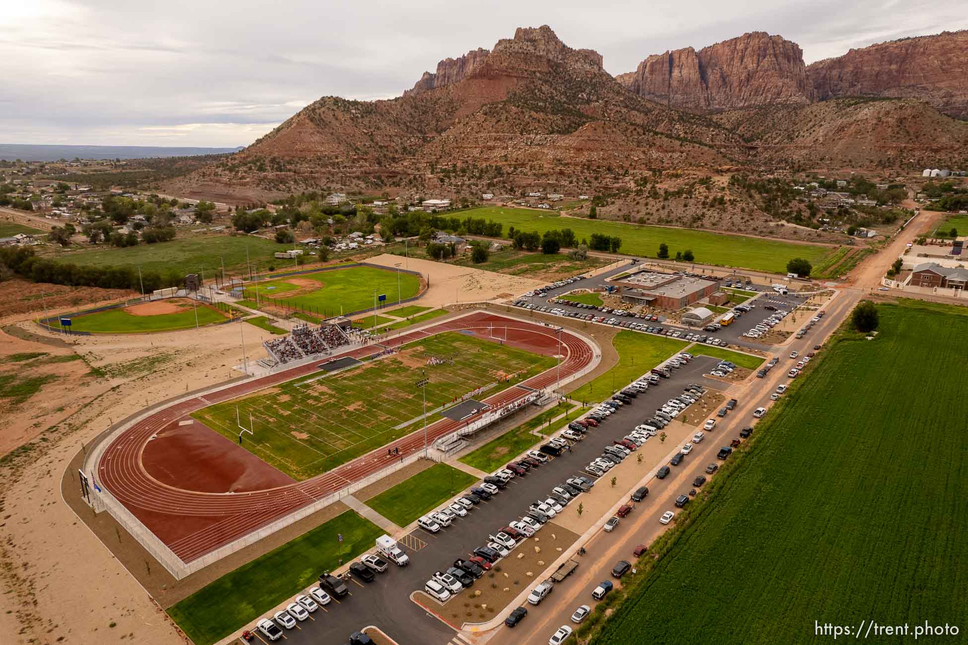 (Trent Nelson  |  The Salt Lake Tribune) Water Canyon High School's first football game, against Grand, in Hildale on Friday, Aug. 12, 2022.