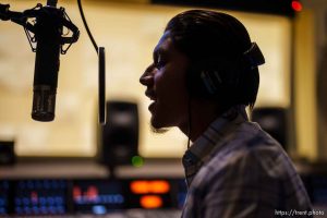 (Trent Nelson  |  The Salt Lake Tribune) Daniel Morante records a track in the recording studio at Salt Lake Community College on Friday, Aug. 26, 2022.