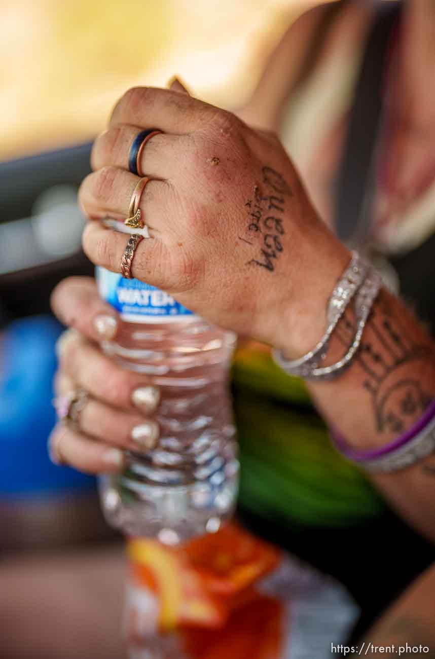 (Trent Nelson  |  The Salt Lake Tribune) Deja Hansen, a woman living on “the mountain”, in Salt Lake City on Monday, Aug. 29, 2022.