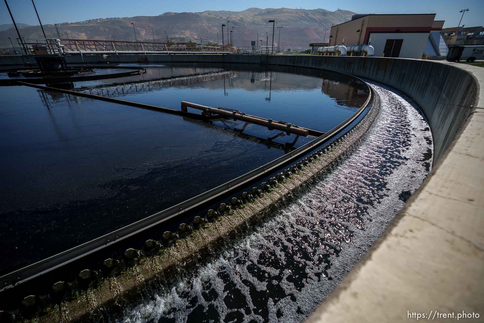 (Trent Nelson  |  The Salt Lake Tribune) A clarifier at Salt Lake City Public Utilities' Water Reclamation Facility on Tuesday, Aug. 30, 2022.