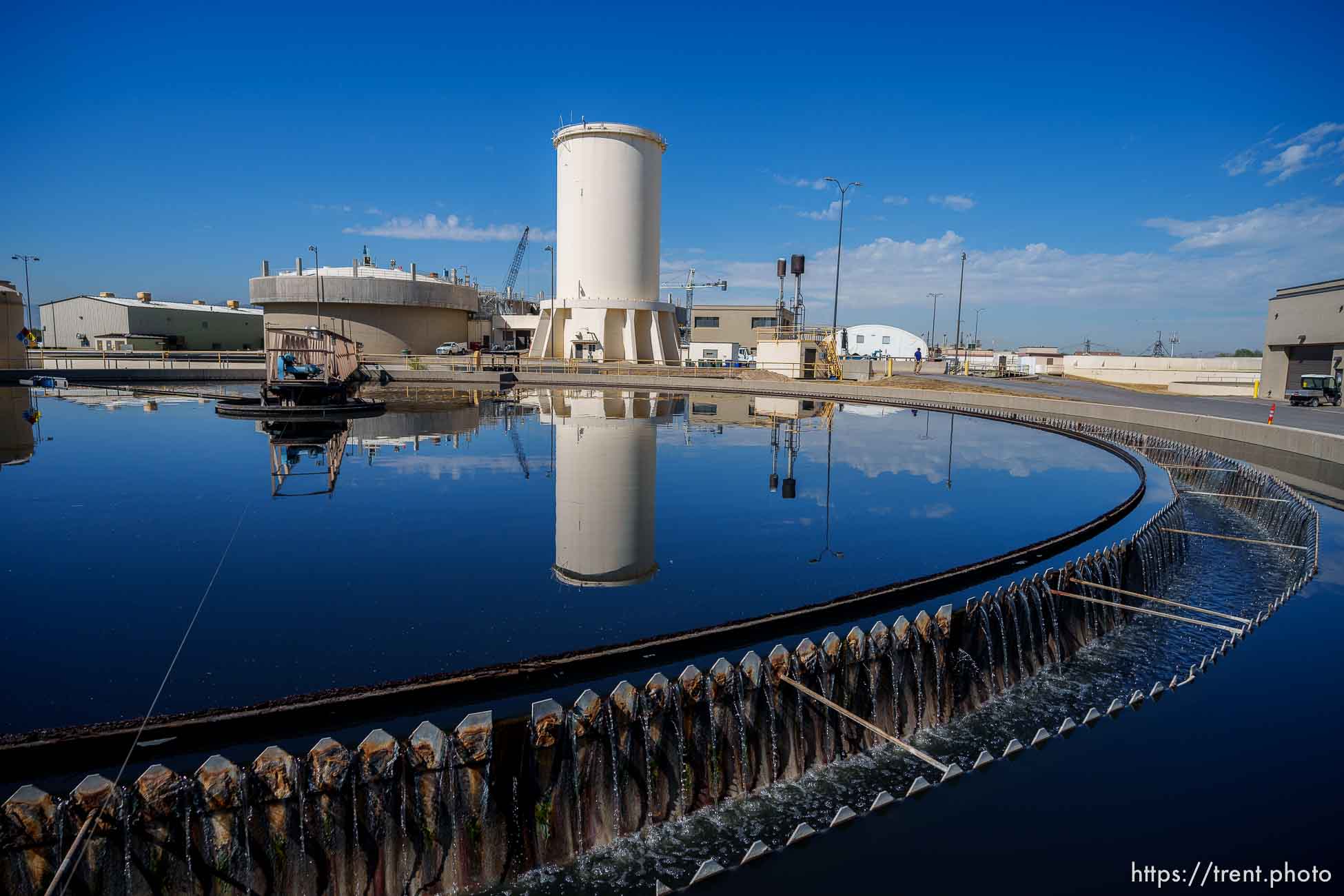 (Trent Nelson  |  The Salt Lake Tribune) A clarifier at Salt Lake City Public Utilities' Water Reclamation Facility on Tuesday, Aug. 30, 2022.