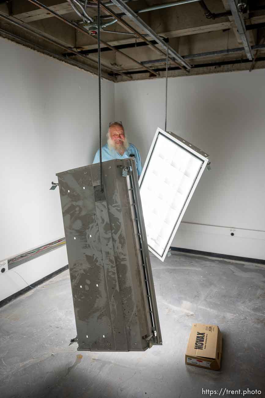 (Trent Nelson  |  The Salt Lake Tribune) Ken Sanders in the room that will be his office in the basement of The Leonardo  in Salt Lake City.  on Tuesday, Sept. 6, 2022.